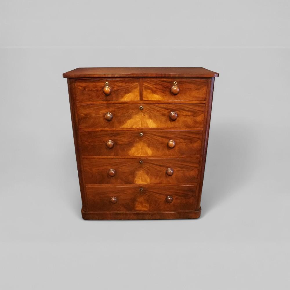 Victorian Mahogany Chest of Drawers | Antique Flame Veneer (1 of 8)