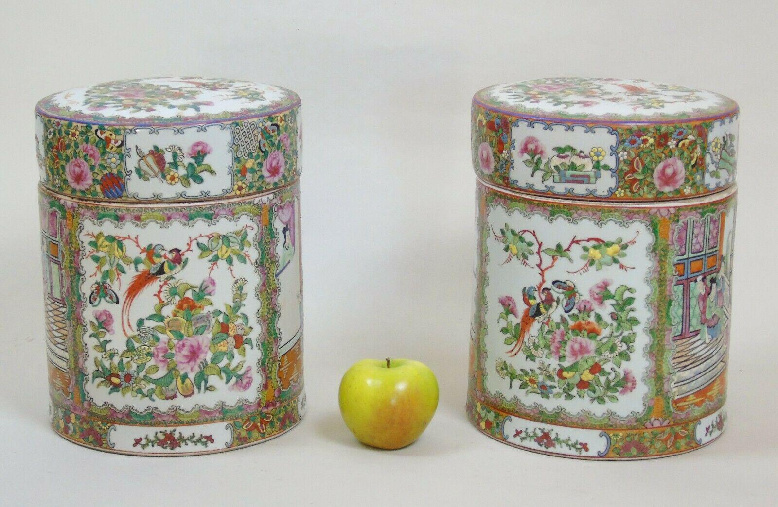 Fabulous Large Pair Chinese Famille Rose Opium Jars (1 of 12)