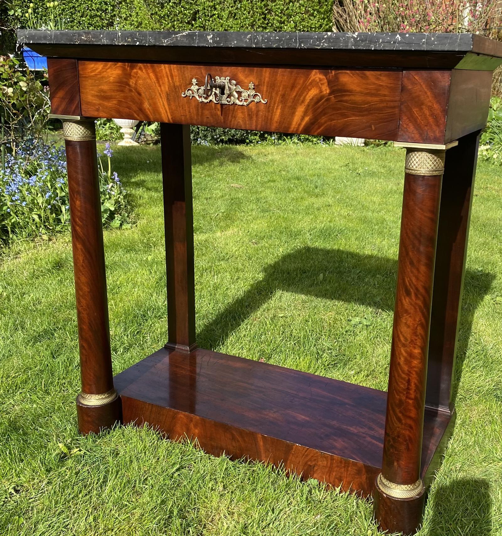 French Empire Console Table in Flame Mahogany (1 of 6) French Empire Console Table in Flame Mahogany (1 of 6)