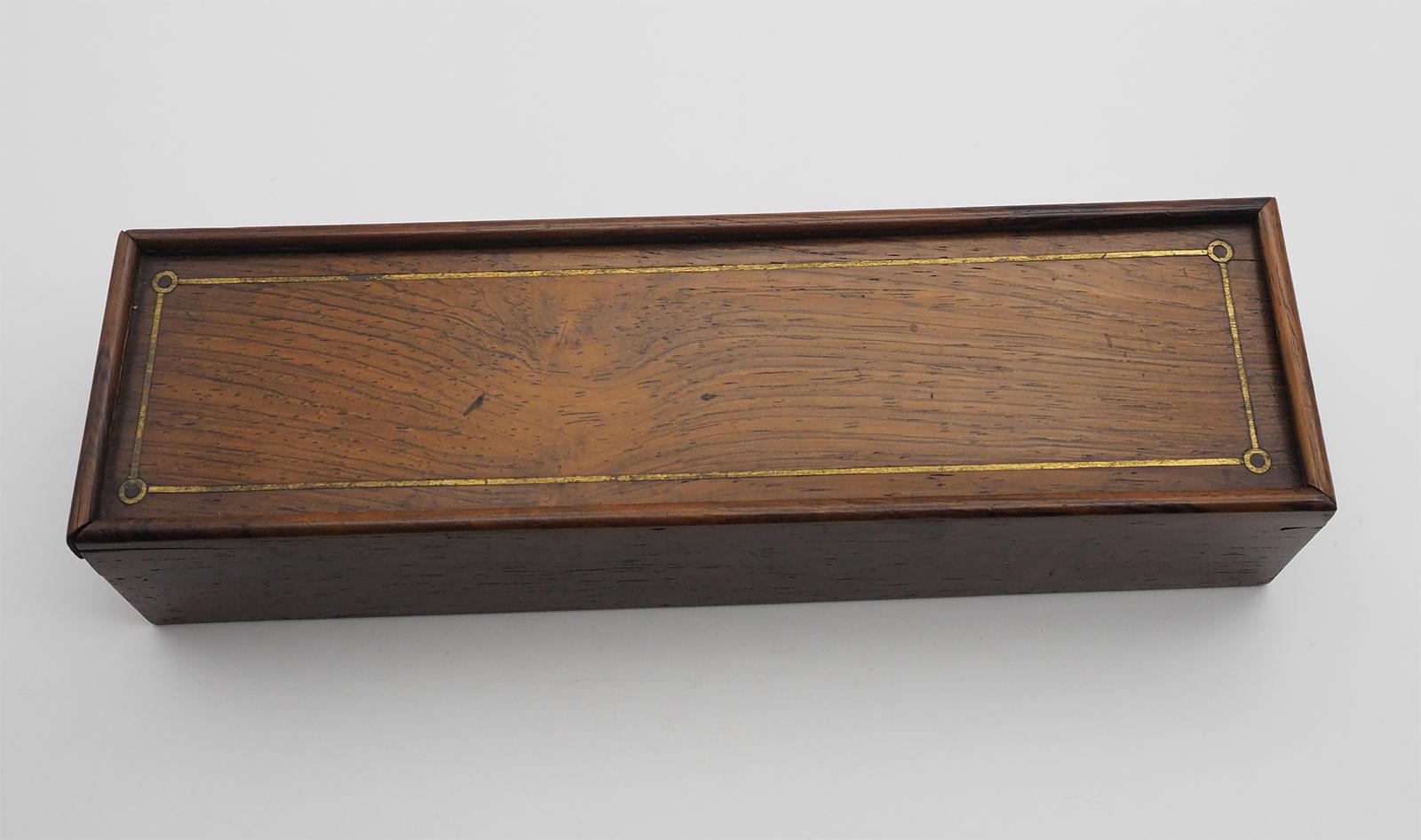 Brass Inlaid Rosewood Pencil Box (1 of 5)