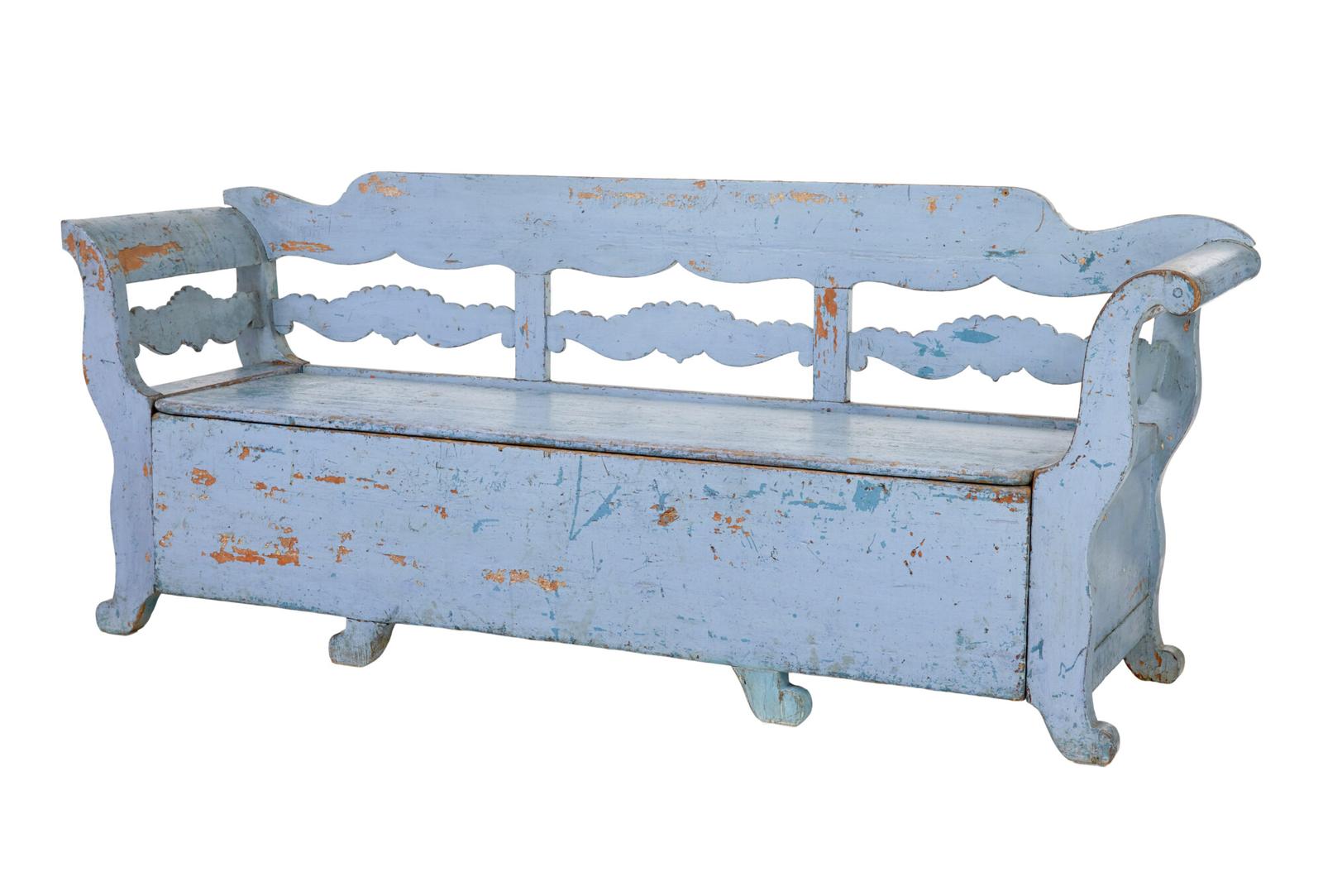 Mid 19th Century Large Painted Swedish Bench (1 of 11)
