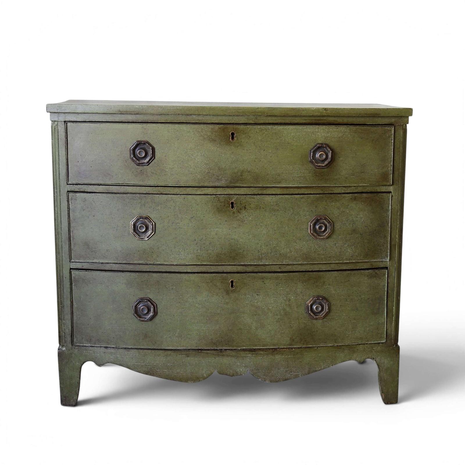 Georgian Three‑Drawer Chest — Later Painted Olive Green (1 of 22) Georgian Three‑Drawer Chest — Later Painted Olive Green (1 of 22)