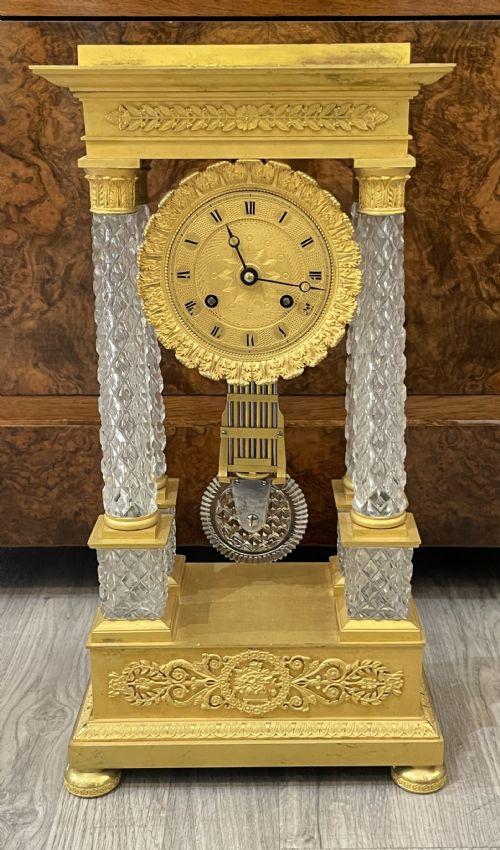 Fine French Charles X Ormolu & Cut Crystal Portico Mantle Clock (1 of 7)