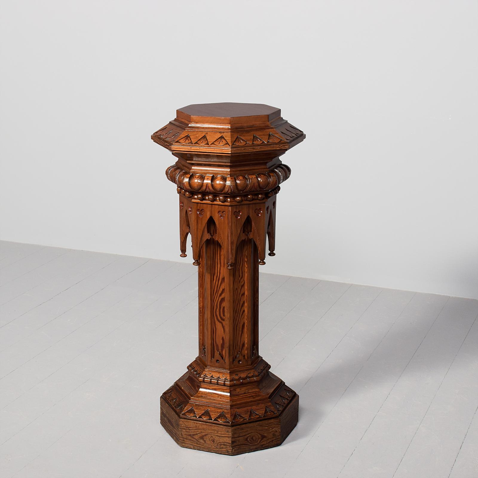 A Scottish Victorian Pitch Pine Gothic Influence Pedestal (1 of 5) A Scottish Victorian Pitch Pine Gothic Influence Pedestal (1 of 5)