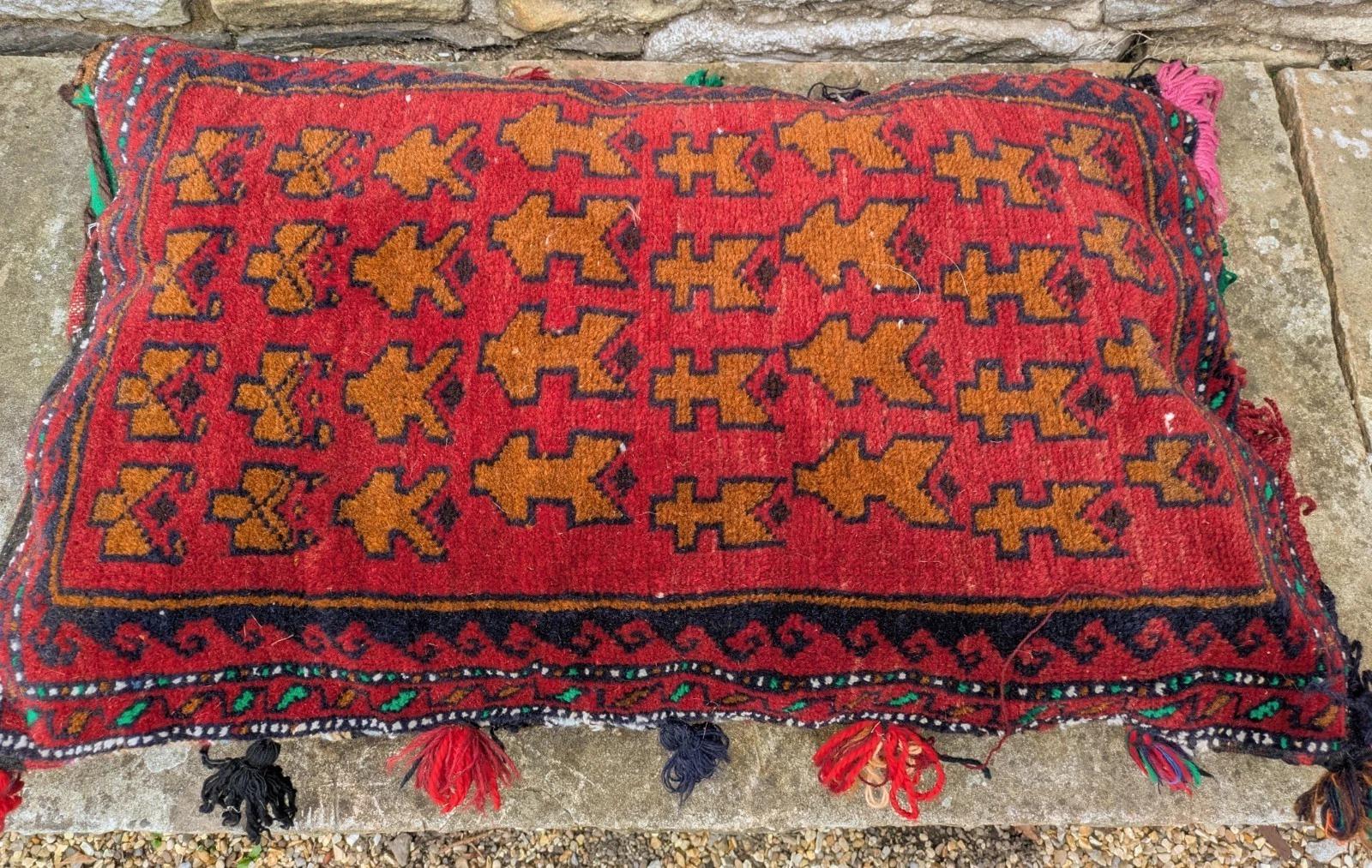 Antique Tribal Bag Face Cushion Hand Woven (1 of 5)