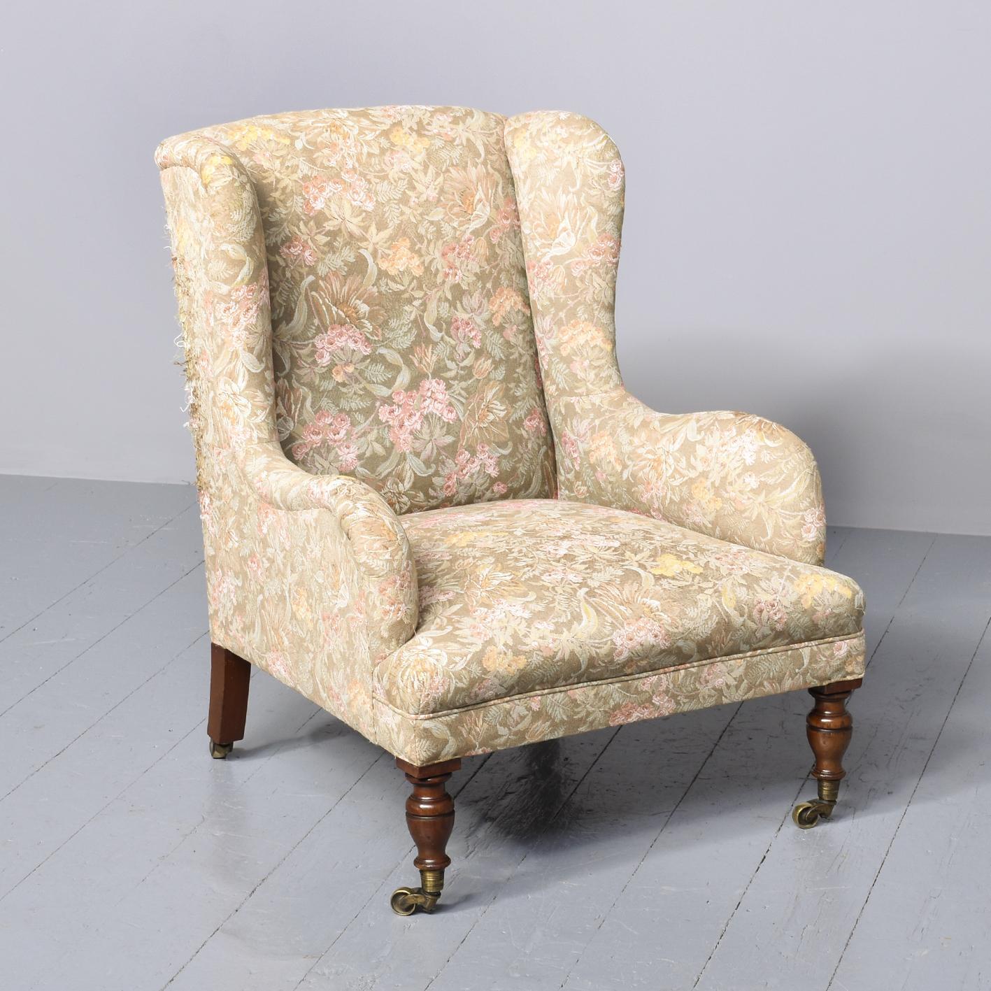 Comfortable Late Victorian Upholstered Wing Chair Possibly Whytock & Reid (1 of 8) Comfortable Late Victorian Upholstered Wing Chair Possibly Whytock & Reid (1 of 8)