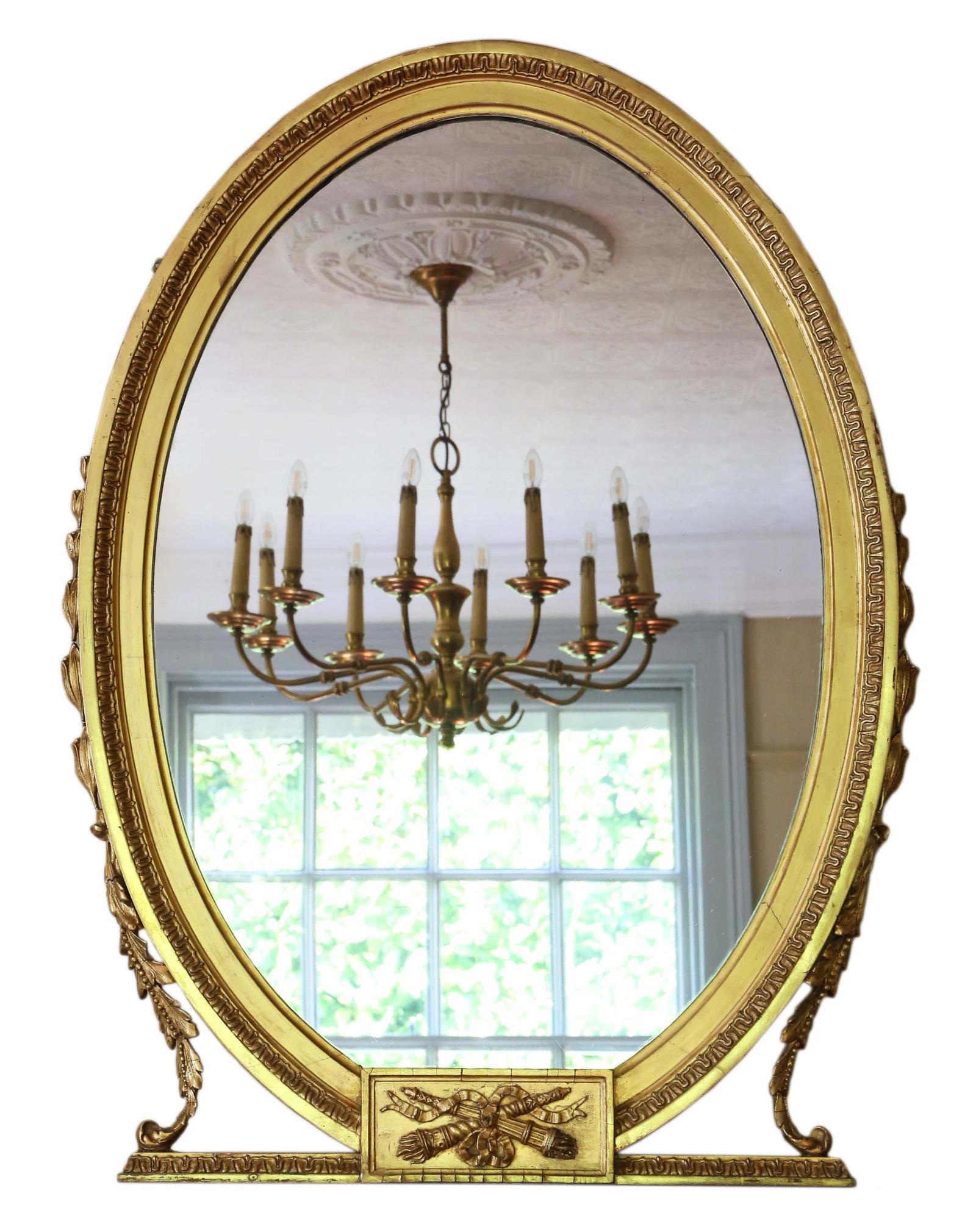 Gilt Oval Overmantle / Wall Mirror c.1900 (1 of 7)