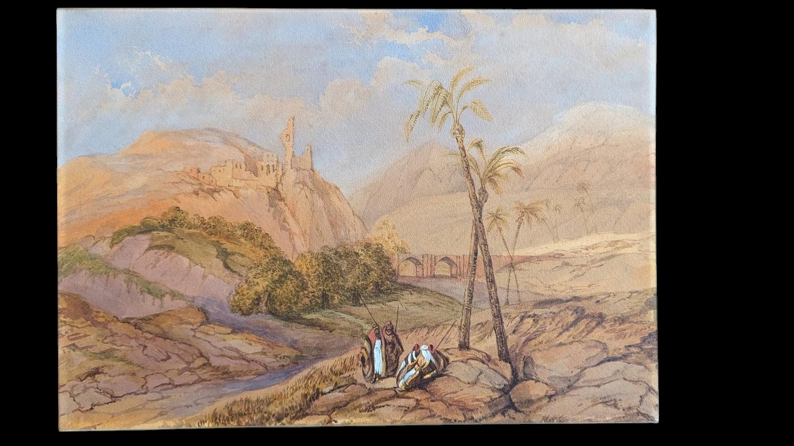 Watercolour on Board of a Middle Eastern Scene (1 of 5)