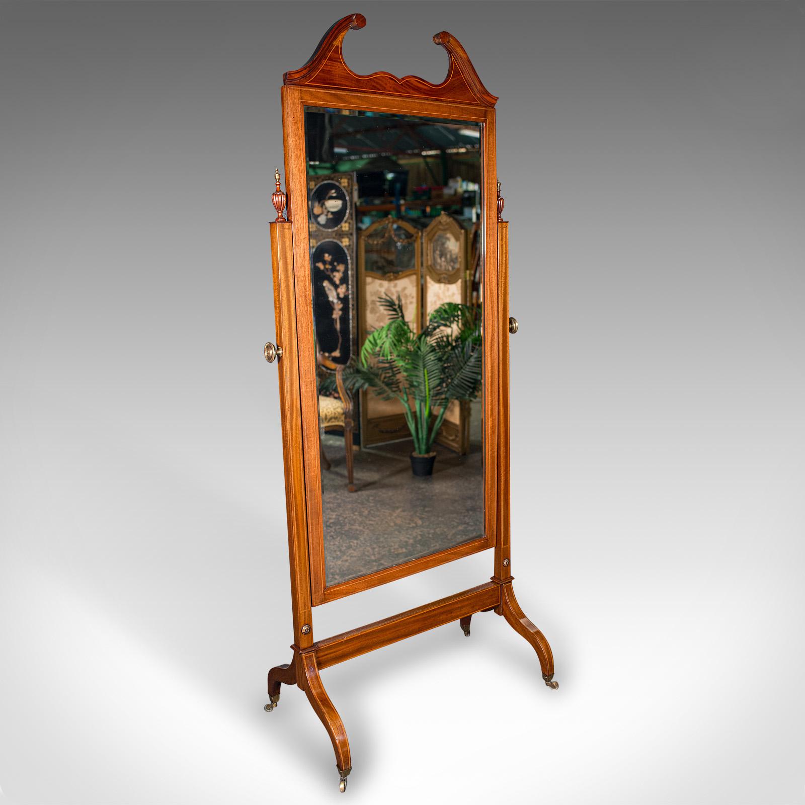 6' 5" Antique Gentlemans Outfitters Mirror, English, Dressing, Cheval, Victorian (1 of 11)