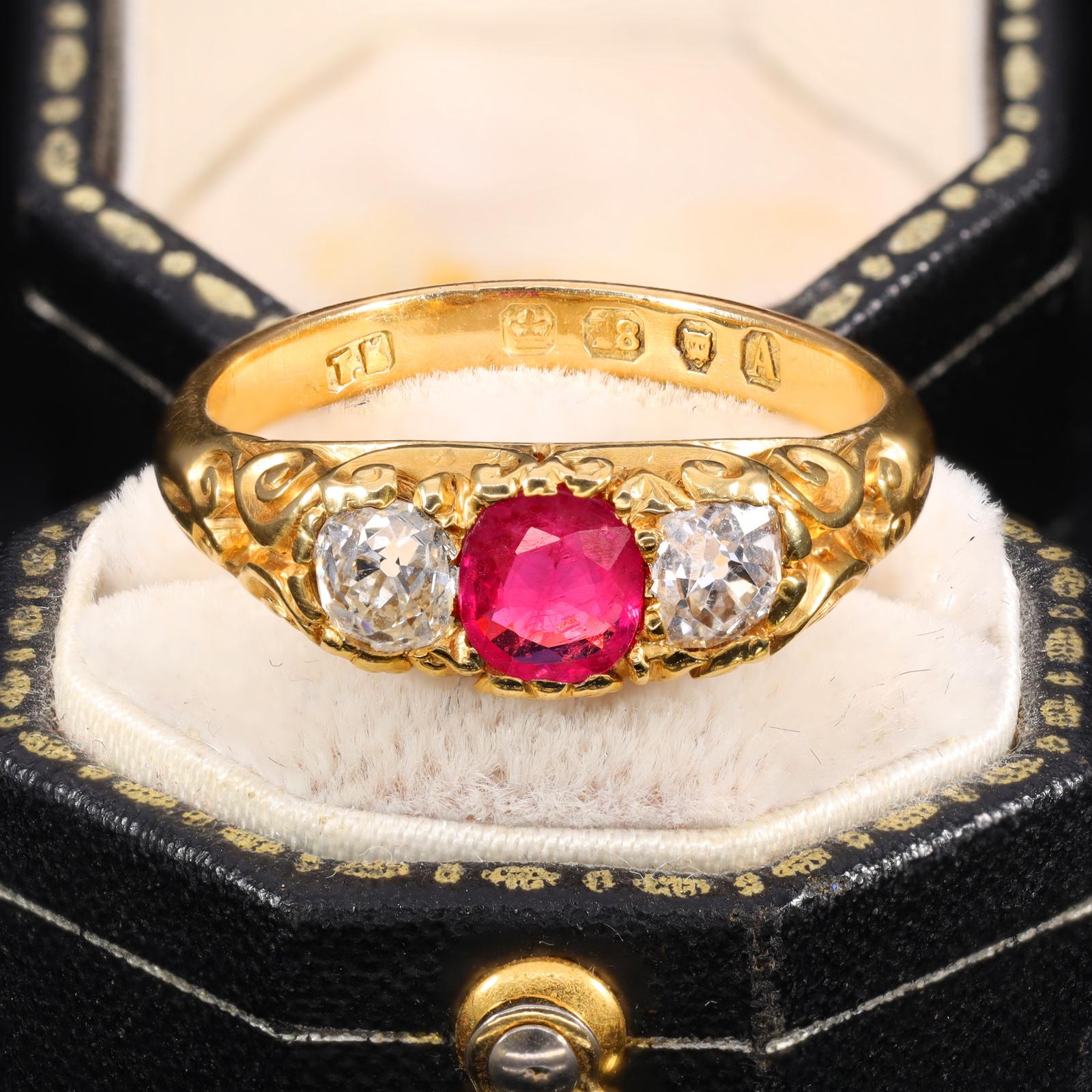 The Antique Victorian 1876 Ruby & Old Cut Diamond Magnificent Ring (1 of 9)