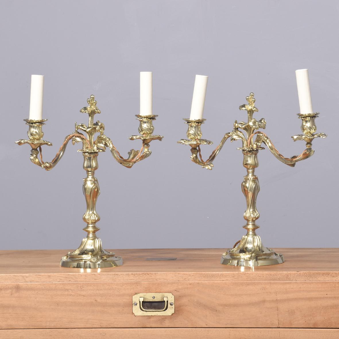Pair of Rococo Style Brass Table Lamps (1 of 6)