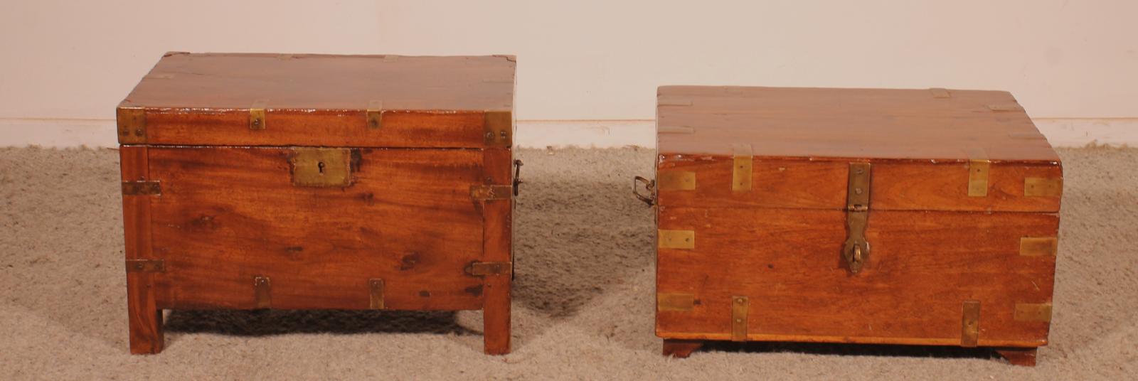 Near Pair of 19th Century Campaign or Marine Chests (1 of 11) Near Pair of 19th Century Campaign or Marine Chests (1 of 11)