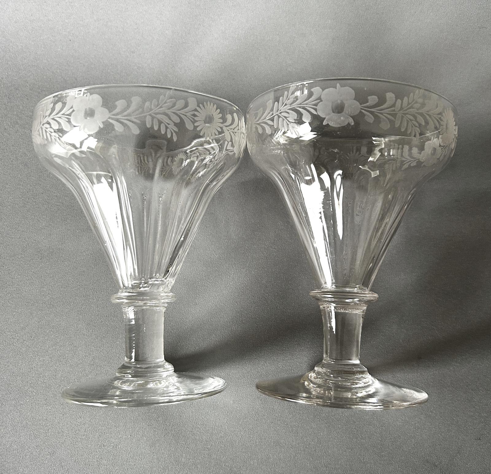 Superb Pair of Late Victorian Etched Glass Rummers (1 of 5)