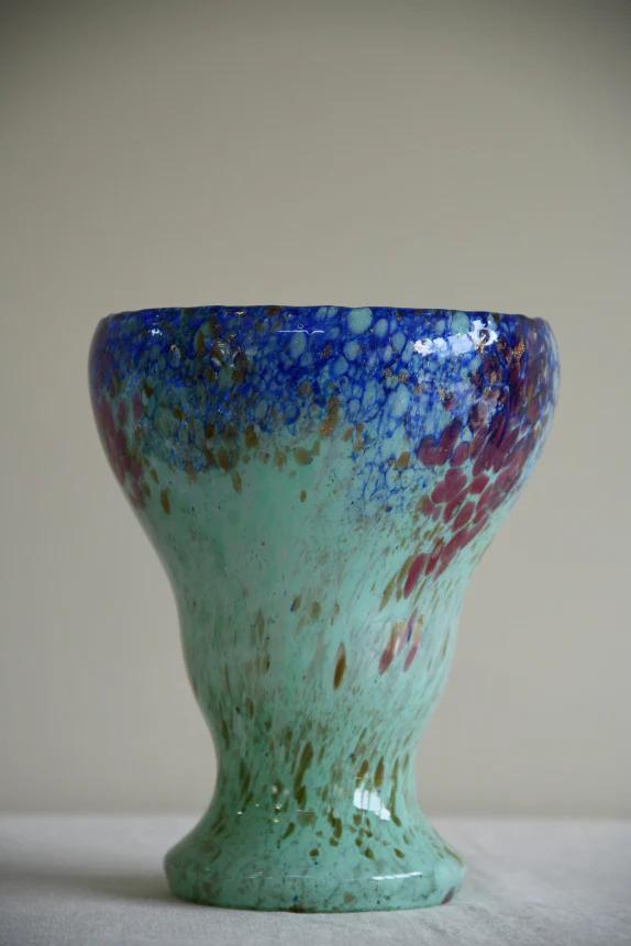 Blue & Green Mottled Glass Vase (1 of 10)