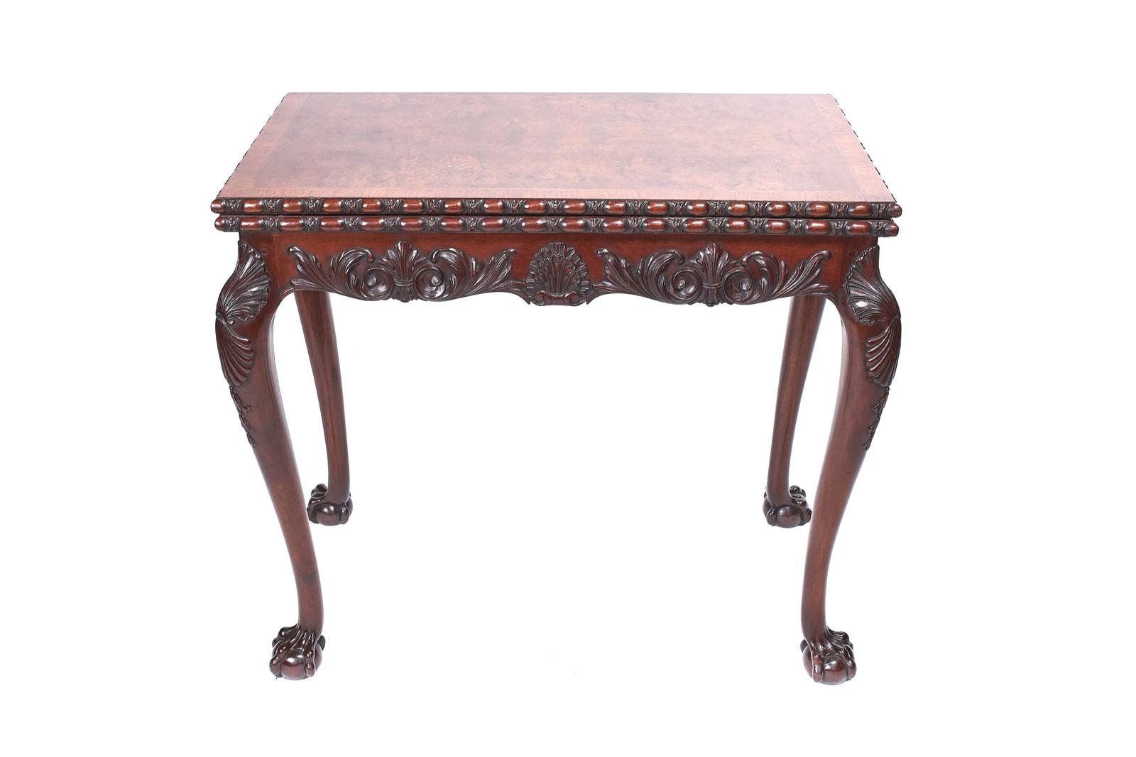 Fine Georgian Revival Walnut & Carved Irish Card Table c.1920 (1 of 8) Fine Georgian Revival Walnut & Carved Irish Card Table c.1920 (1 of 8)