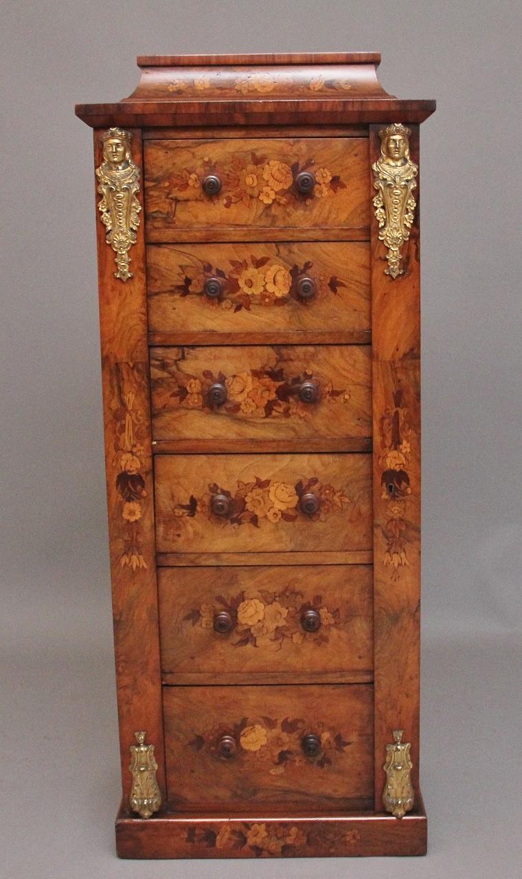 19th Century Walnut & Marquetry Wellington Chest (1 of 17)
