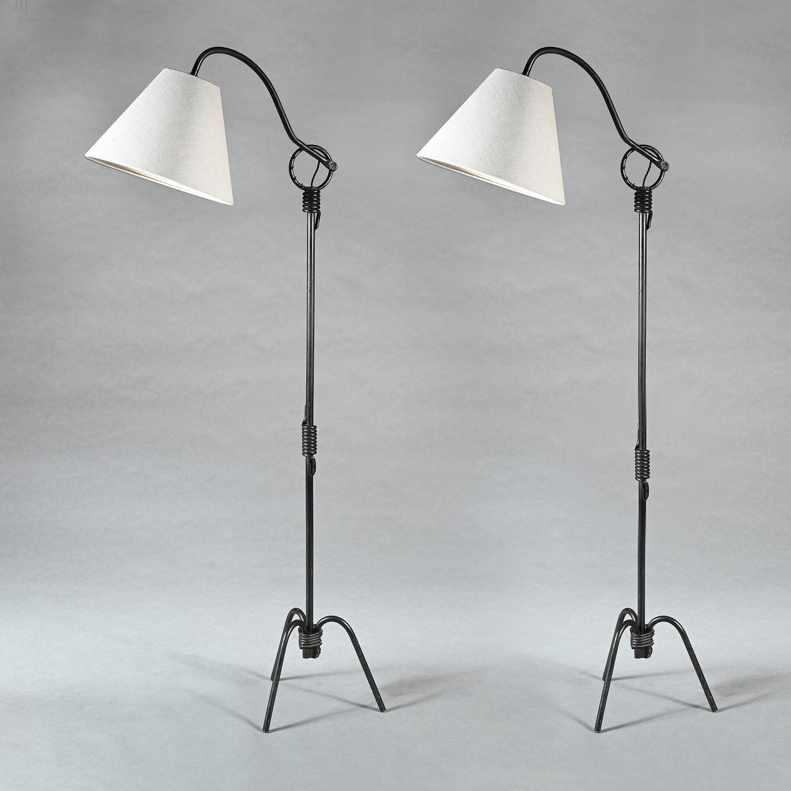 Pair of Jean Royère Adjustable Iron Floor Lamps 1940 (1 of 7)