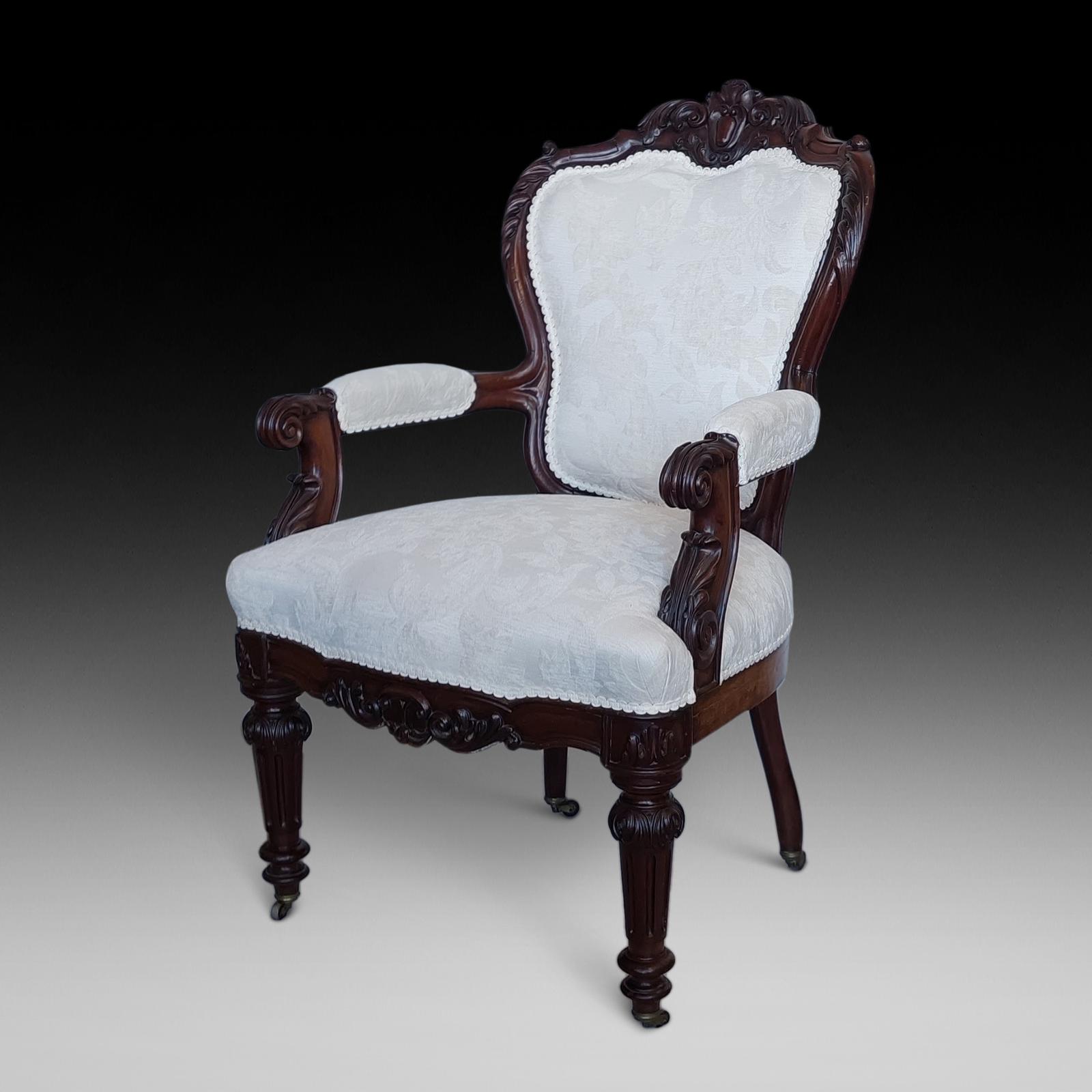 Regency Carved Mahogany Upholstered Armchair (1 of 11) Regency Carved Mahogany Upholstered Armchair (1 of 11)