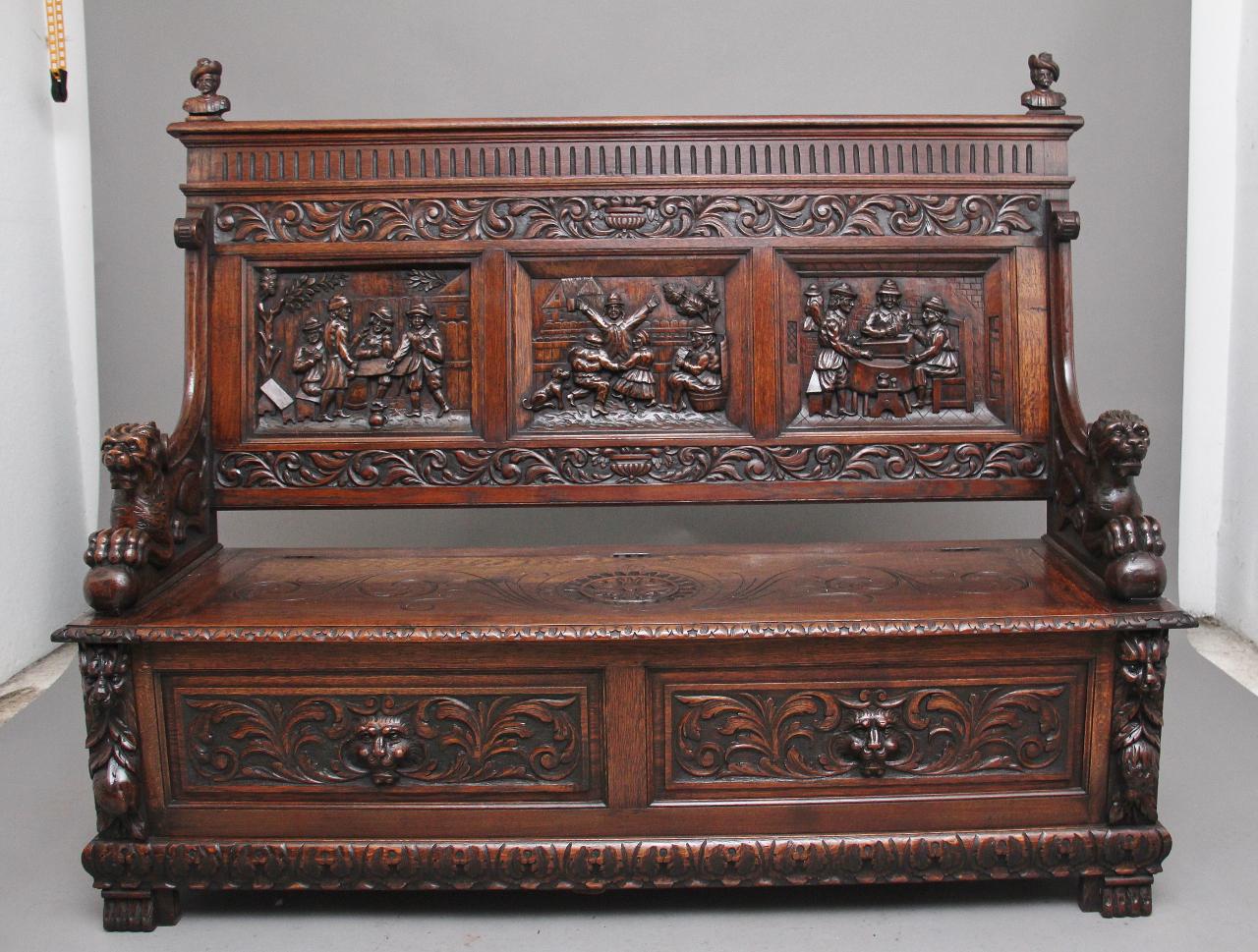 Superb Quality 19th Century Oak Box Settle (1 of 16)