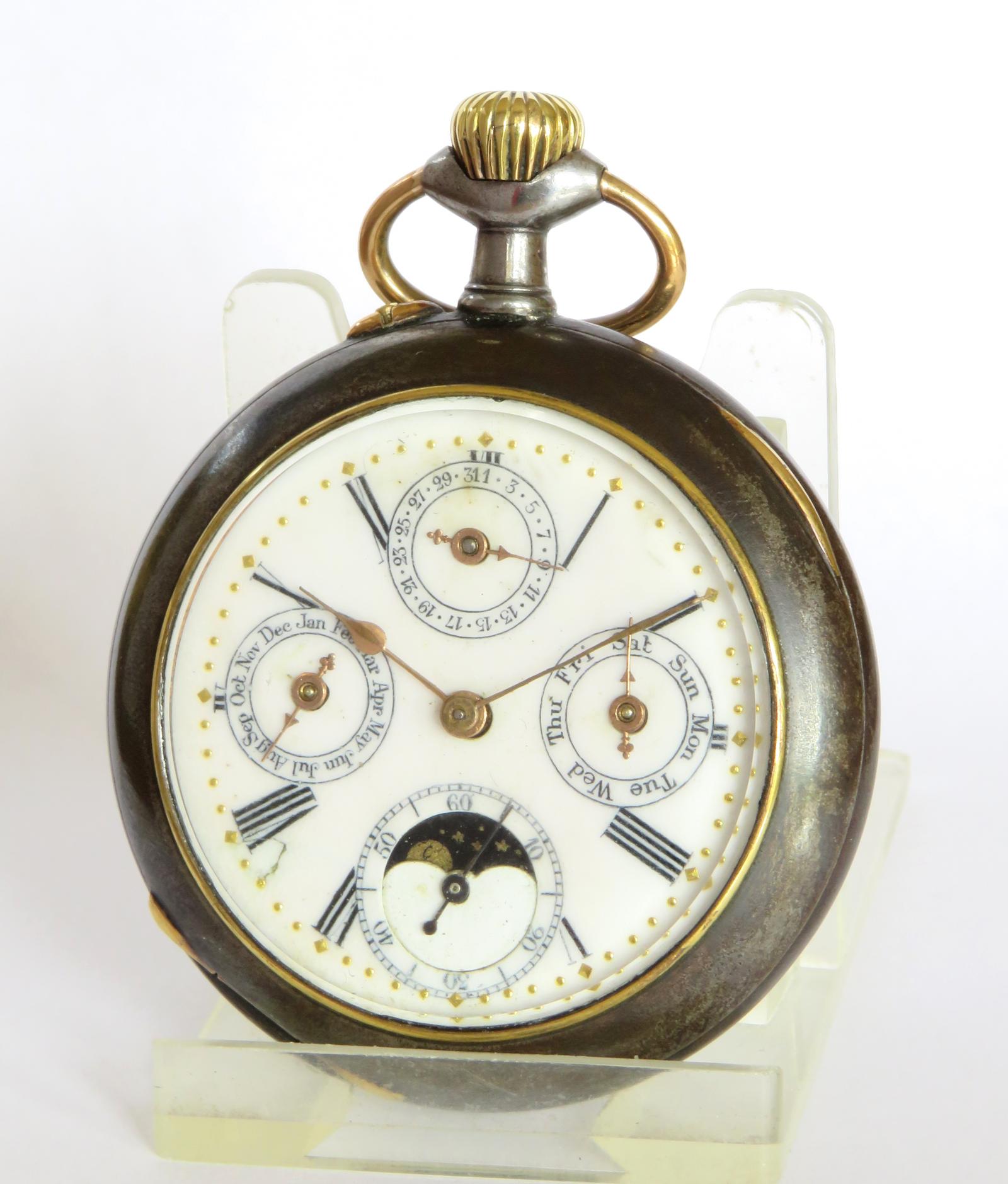 Pocket Watch: Antique Gun Metal Calendar Pocket Watch (1 of 5)