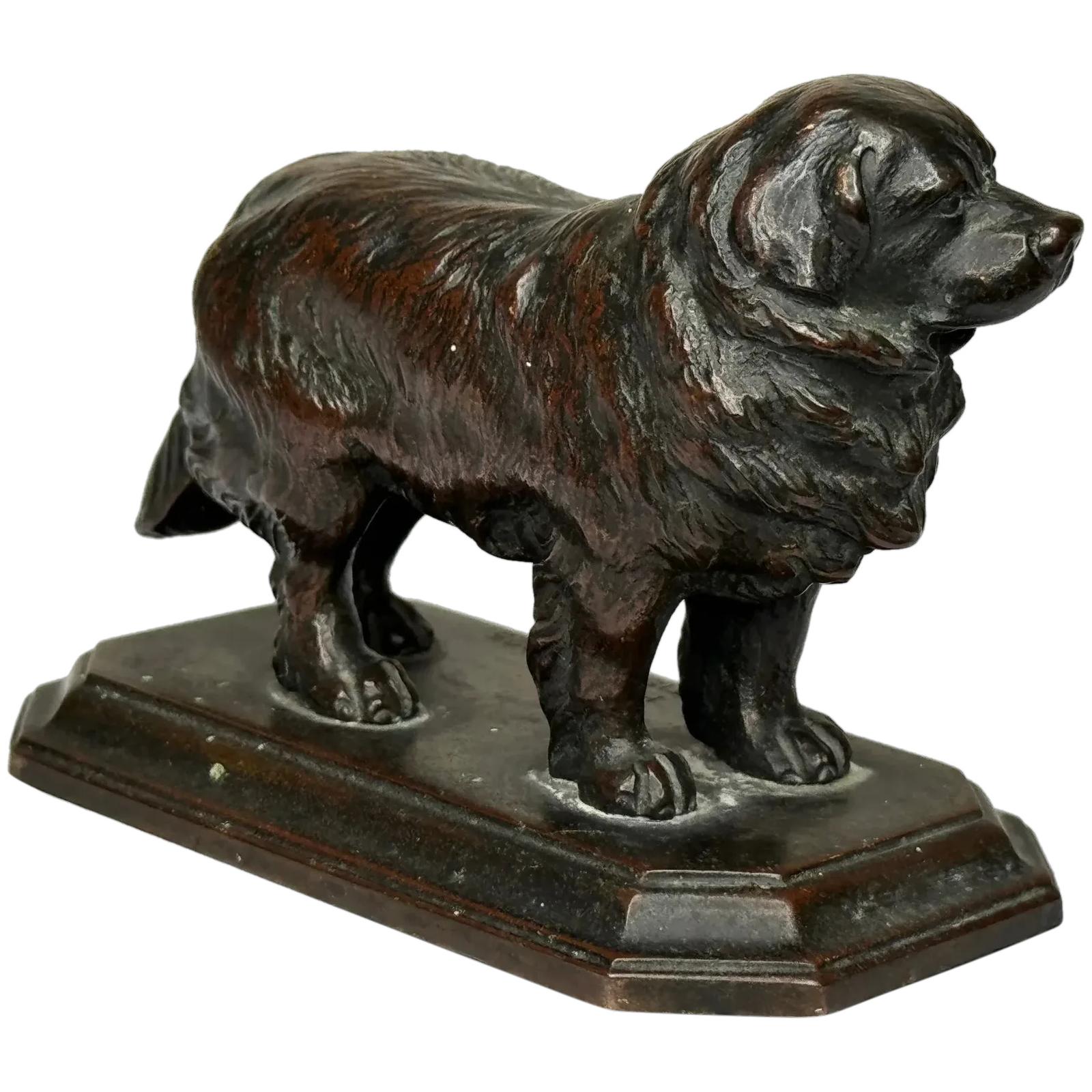 Antique Tribute Newfoundland Rescue Reuben Decker's Dog Bronze Sculpture (1 of 41)