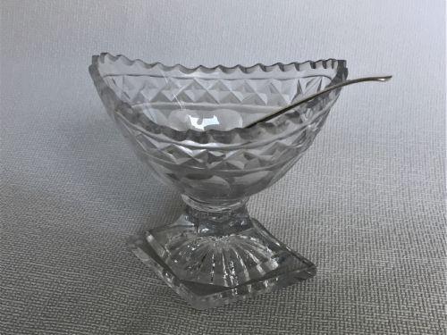 18th Century Cut Glass Condiment Boat & Silver Spoon (1 of 10)