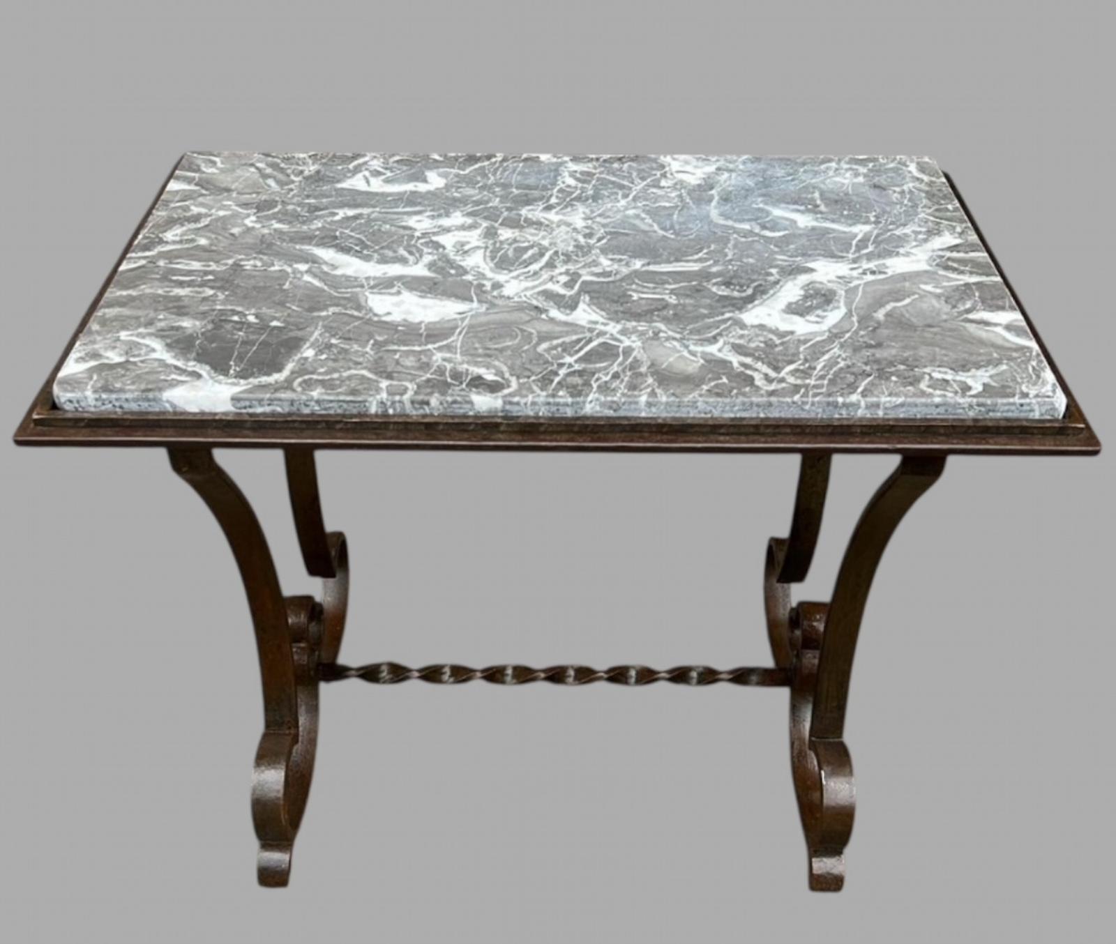 An Attractive French Wrought Iron Marble Topped Table (1 of 7) An Attractive French Wrought Iron Marble Topped Table (1 of 7)