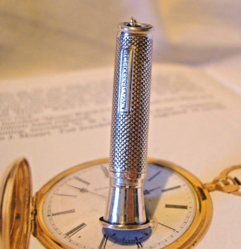 Pocket Watch Chain Fob Cigar Piercer Sterling Silver Victorian 1890s (1 of 12)