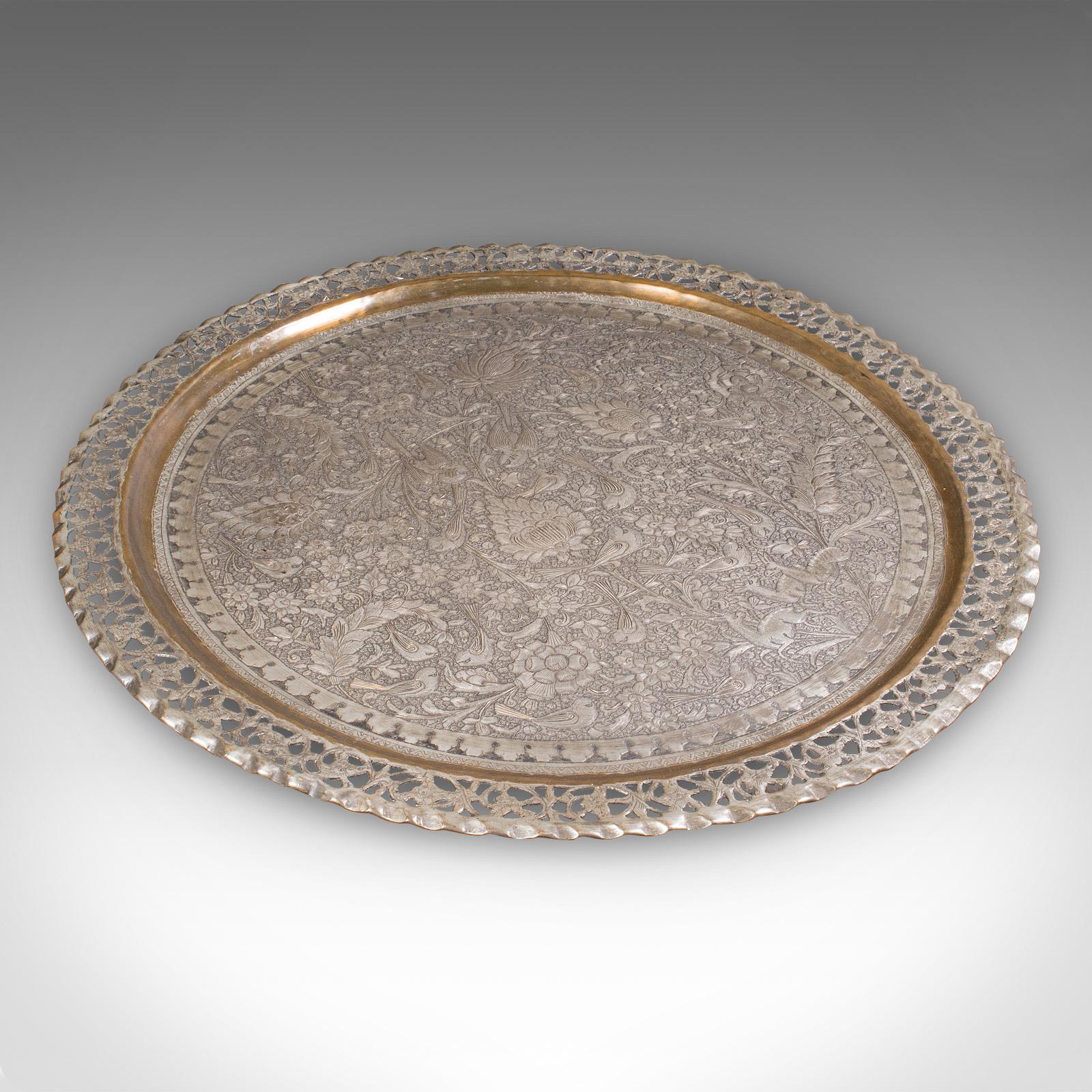 Large Antique Kashmiri Serving Tray, Indian, Silvered Brass, Platter, Victorian (1 of 12) Large Antique Kashmiri Serving Tray, Indian, Silvered Brass, Platter, Victorian (1 of 12)