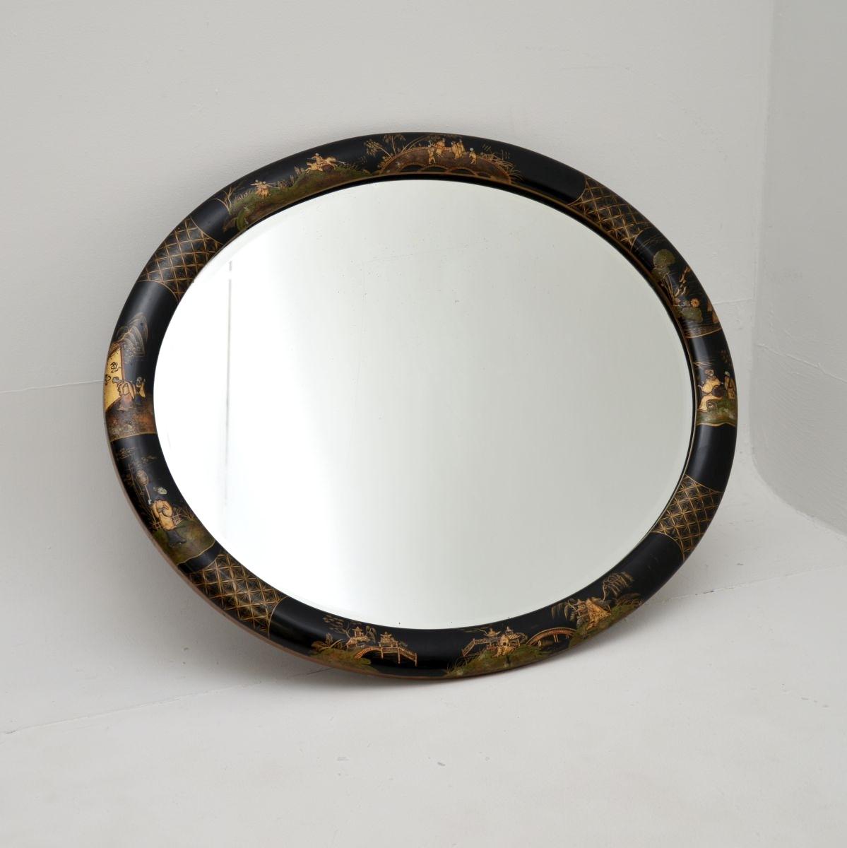 Antique Lacquered Chinoiserie Mirror (1 of 8) Antique Lacquered Chinoiserie Mirror (1 of 8)