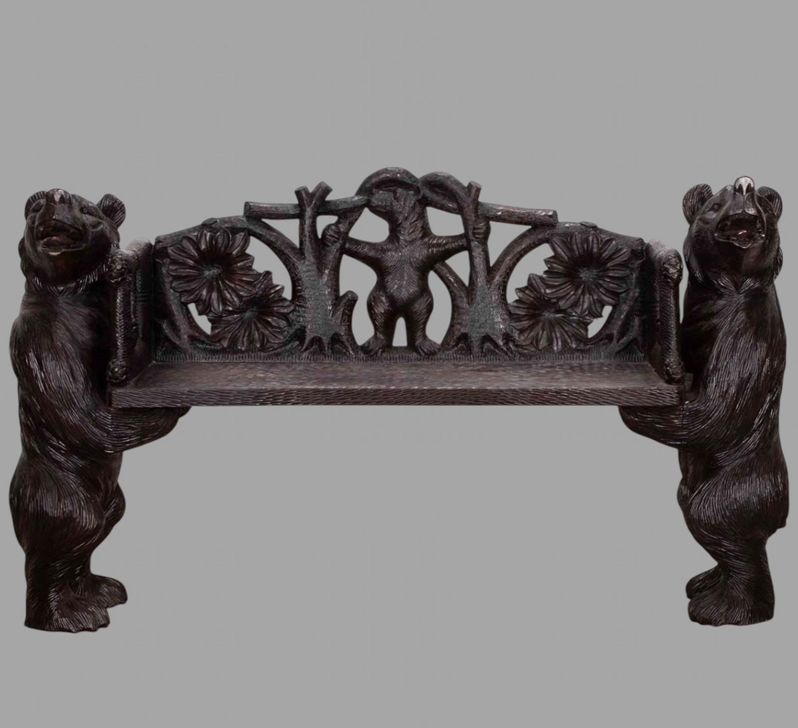 German Black Forest Bear Bench c.1930 (1 of 6) German Black Forest Bear Bench c.1930 (1 of 6)