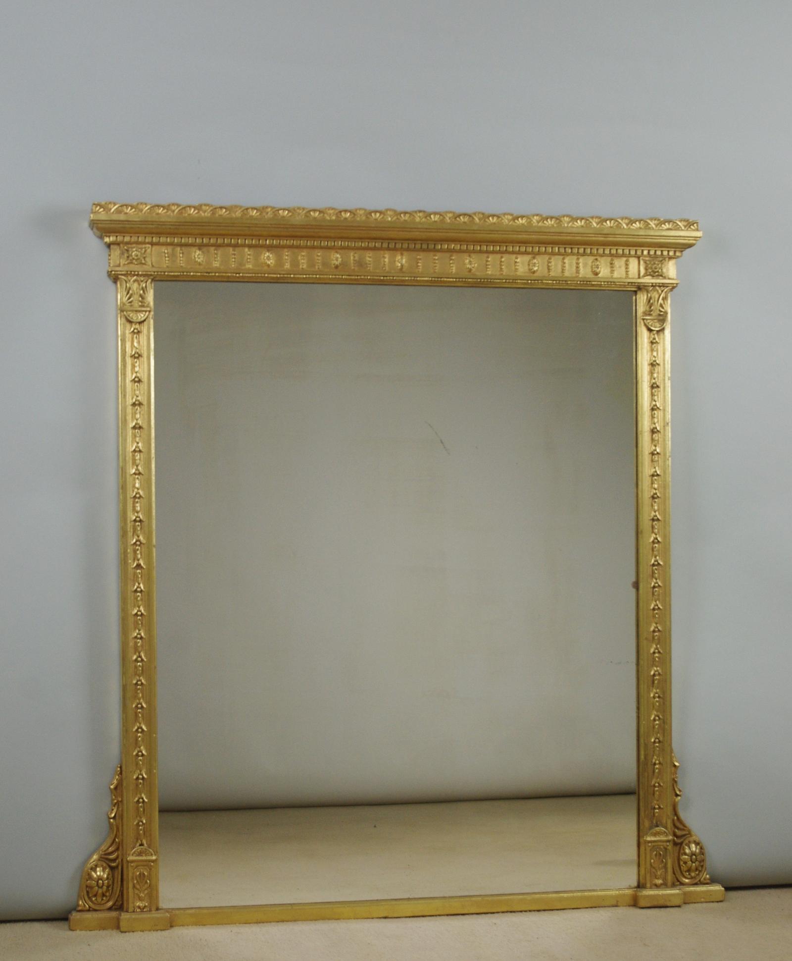 Victorian Gilt Adam Style Overmantle Mirror (1 of 9)
