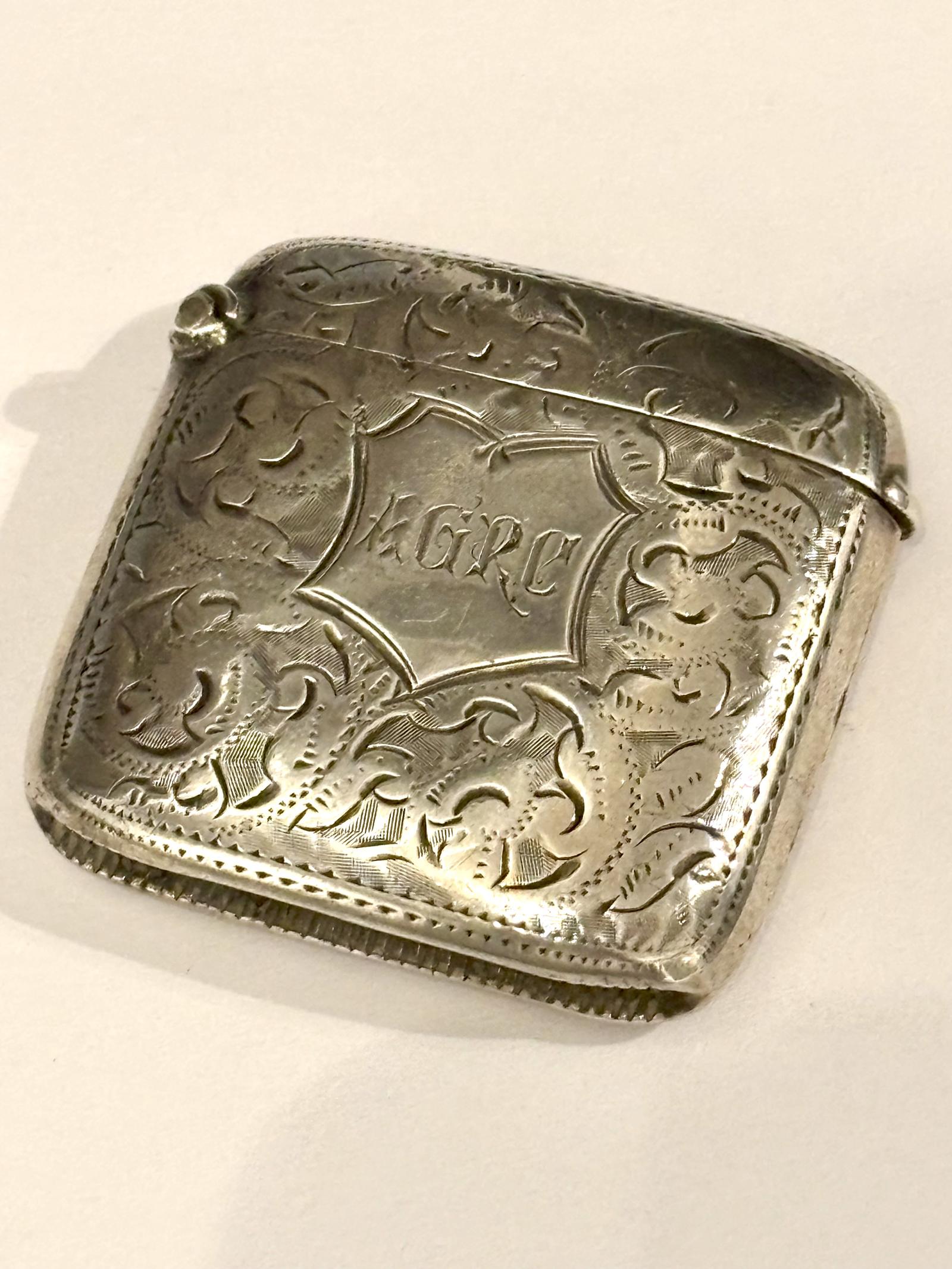 Victorian Curved Silver Vesta Case Birmingham 1899 TH Hazlewood & Co 32.7g (1 of 10)