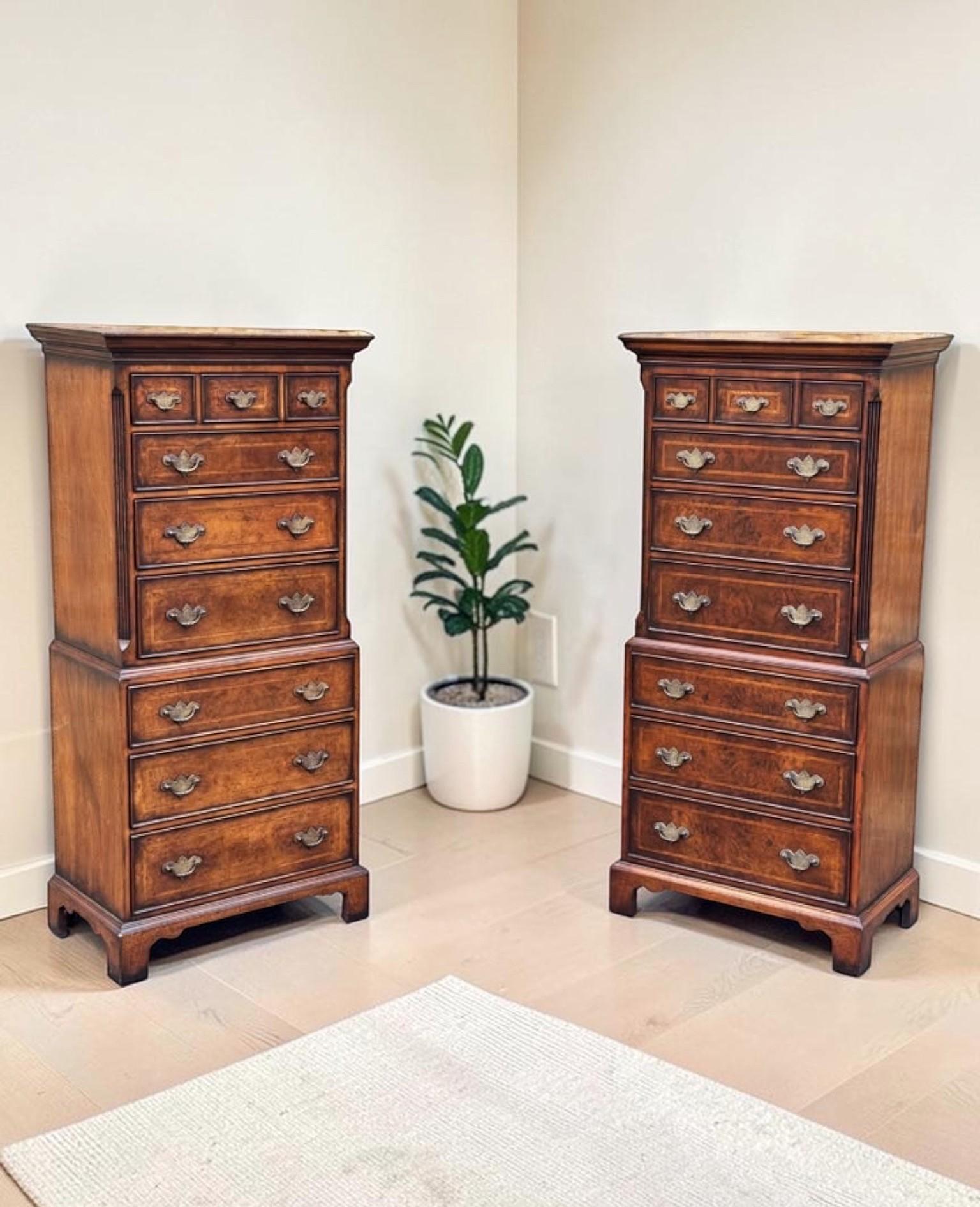 Pair of Walnut Feather Banded Chest on Chests (1 of 18) Pair of Walnut Feather Banded Chest on Chests (1 of 18)