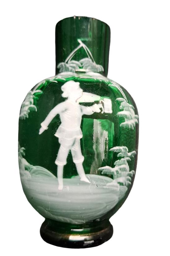 Green Mary Gregory Glass Vase c.1900 (1 of 5) Green Mary Gregory Glass Vase c.1900 (1 of 5)