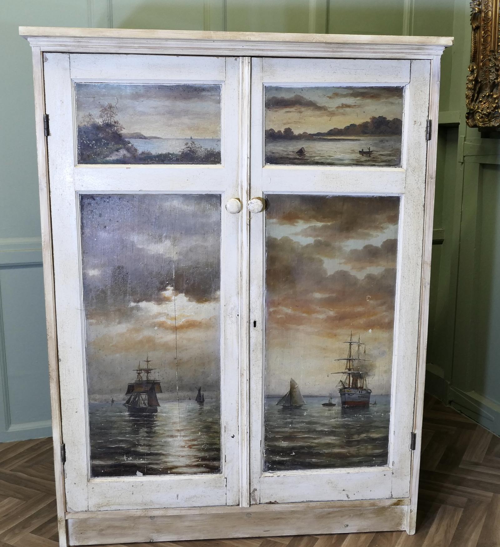 Hand Painted Cupboard, 4 Oil Seascape Paintings (1 of 6)