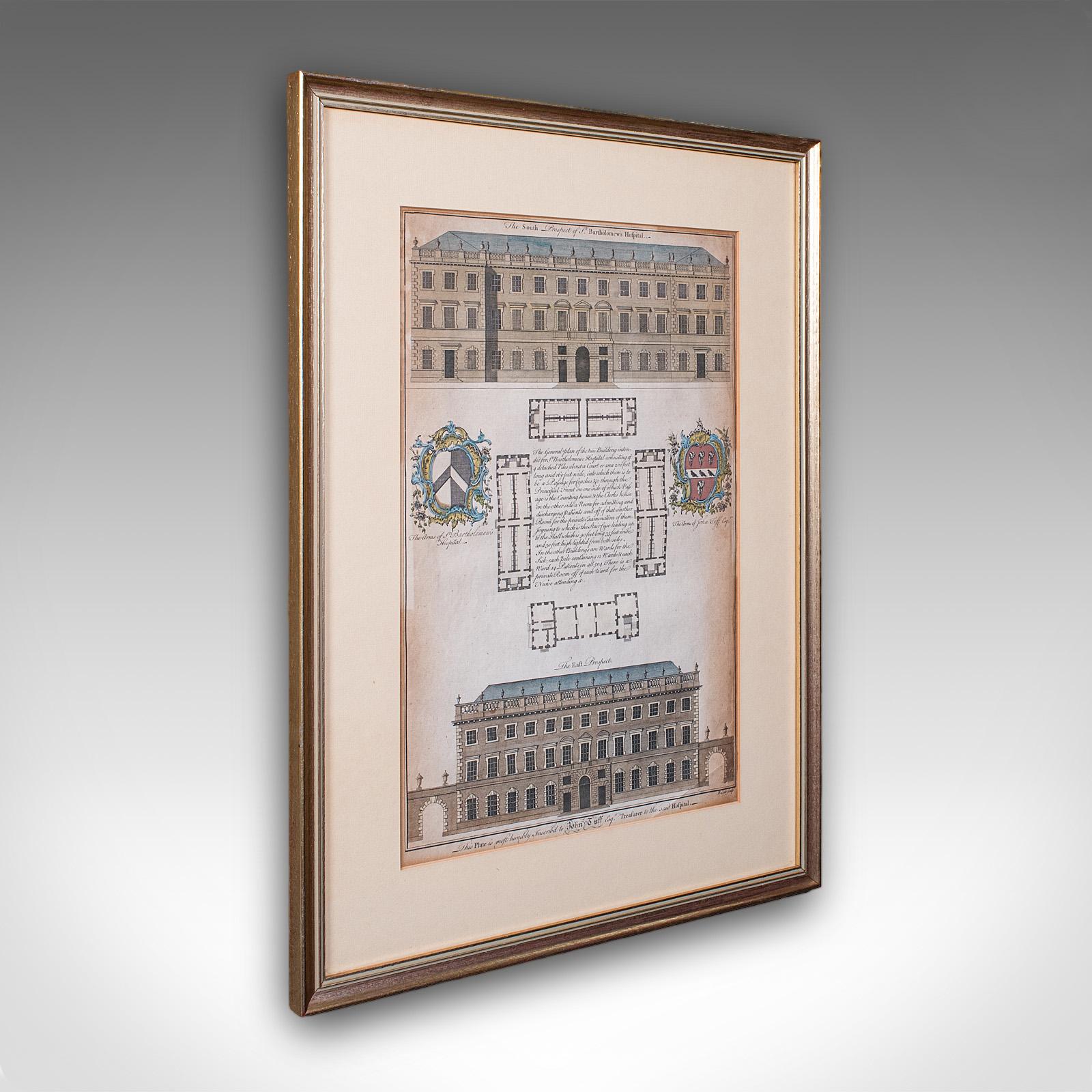 Antique St Bart's Hospital Engraving, English, Framed, Architectural, Georgian (1 of 10) Antique St Bart's Hospital Engraving, English, Framed, Architectural, Georgian (1 of 10)