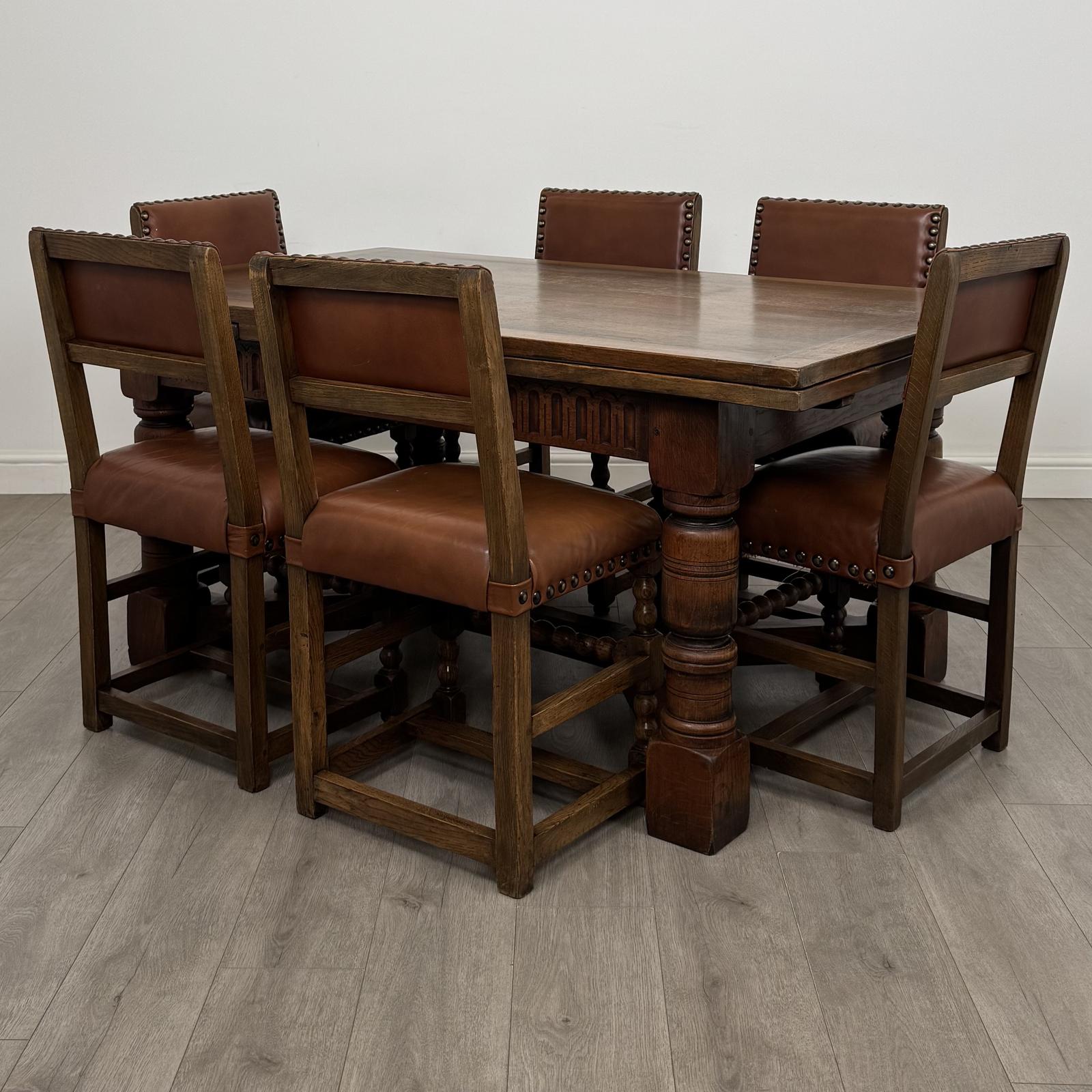 Antique 20th Century Dining Table With 6 Dining Chairs In Oak (1 of 16) Antique 20th Century Dining Table With 6 Dining Chairs In Oak (1 of 16)
