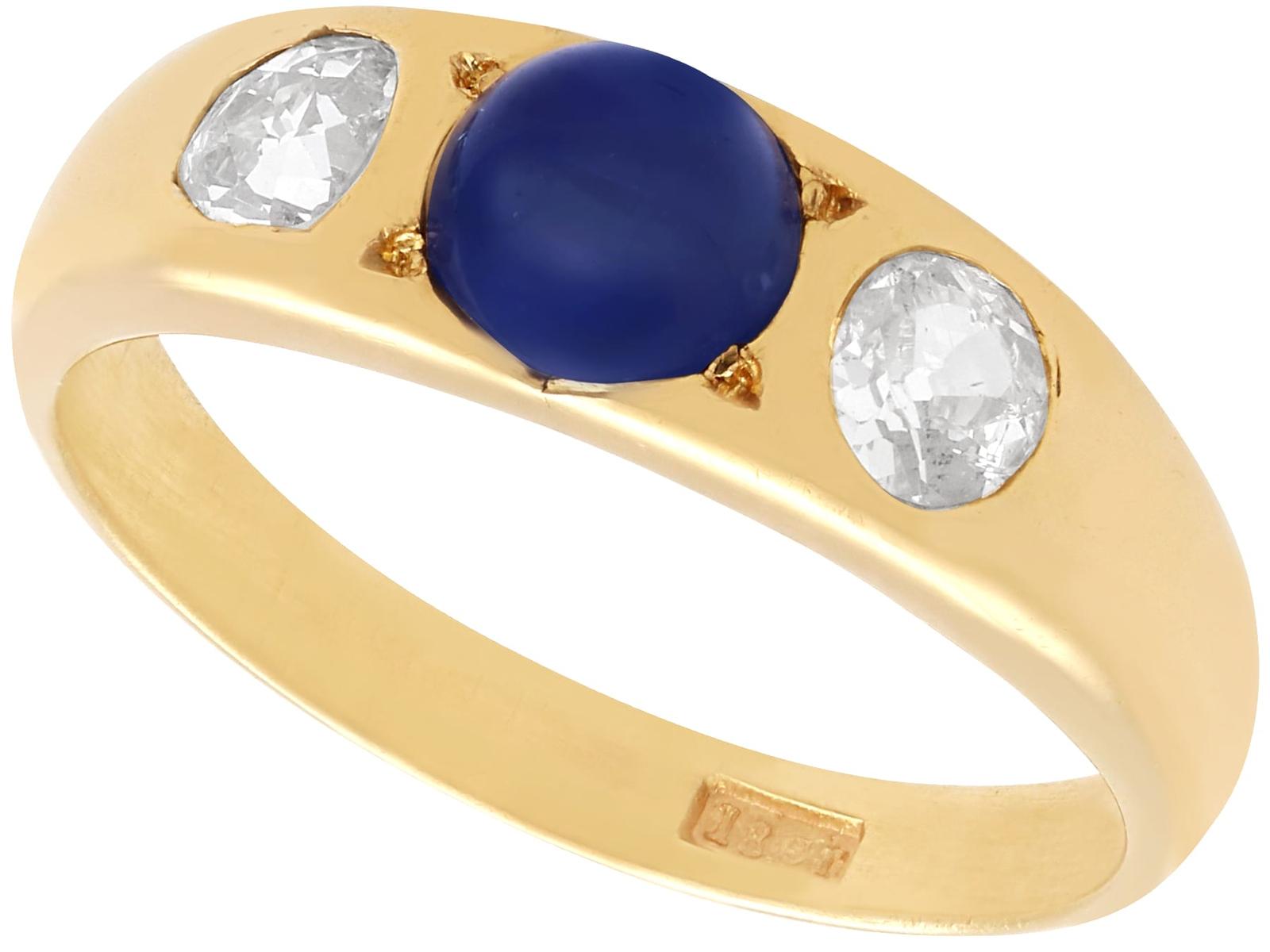 Vintage 1.93ct Sapphire & 0.63ct Diamond, 18ct Yellow Gold Dress Ring c.1940 (1 of 10) Vintage 1.93ct Sapphire & 0.63ct Diamond, 18ct Yellow Gold Dress Ring c.1940 (1 of 10)