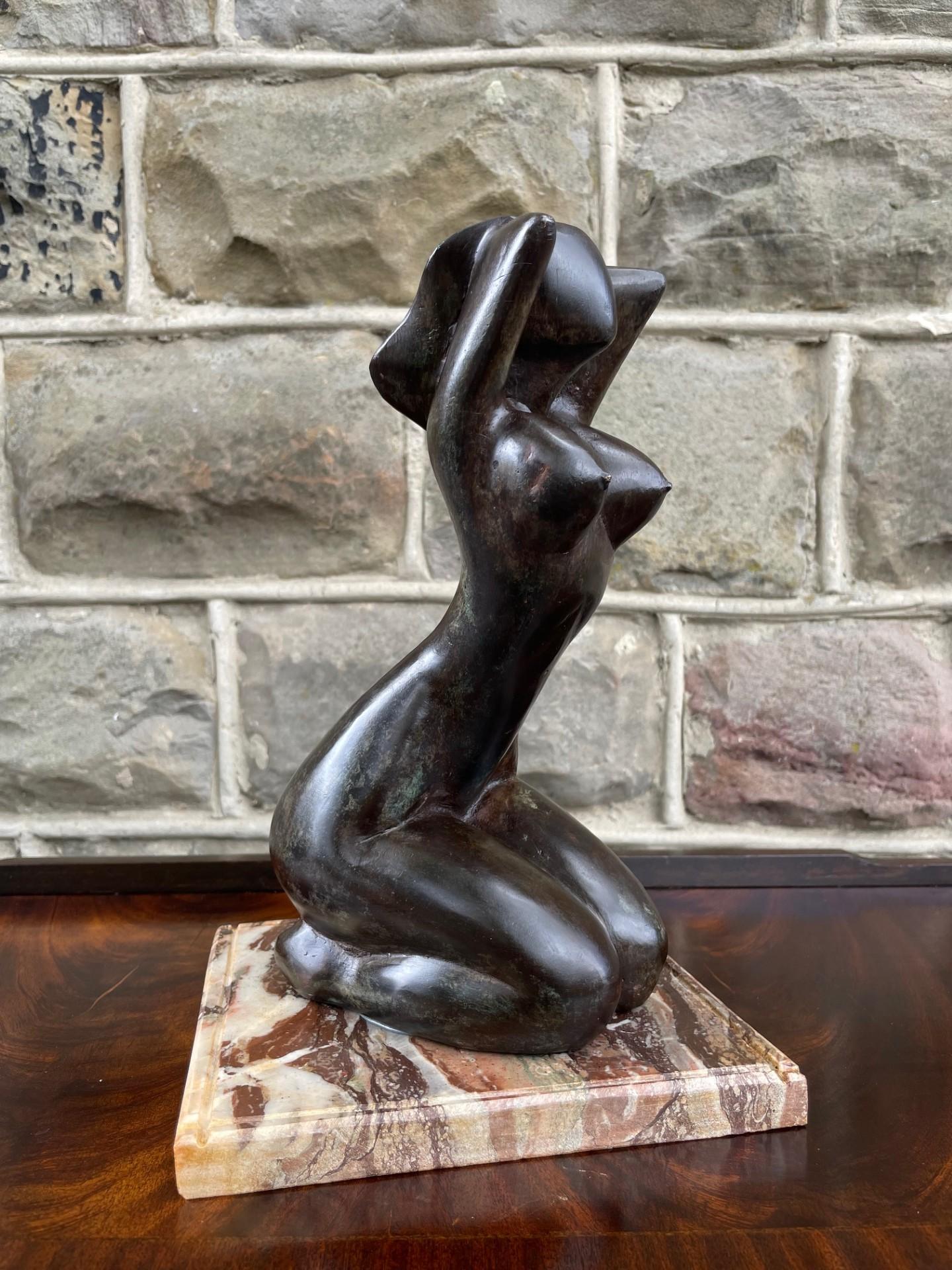 Bronze Sculpture Of a Nude Lady On Marble Base (1 of 12)