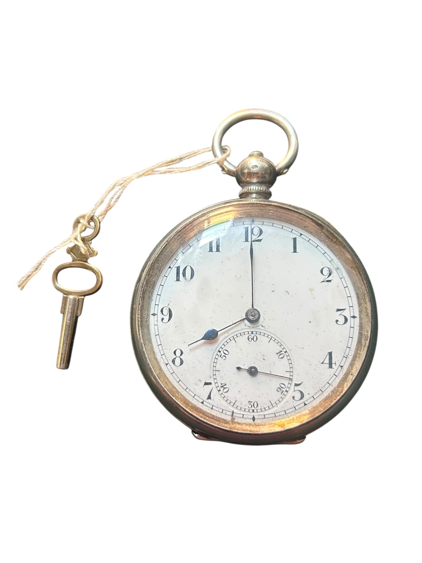 Antique Silver Pocket Watch 5cm Open Face with Winding Key Mechanical Vintage (1 of 7) Antique Silver Pocket Watch 5cm Open Face with Winding Key Mechanical Vintage (1 of 7)