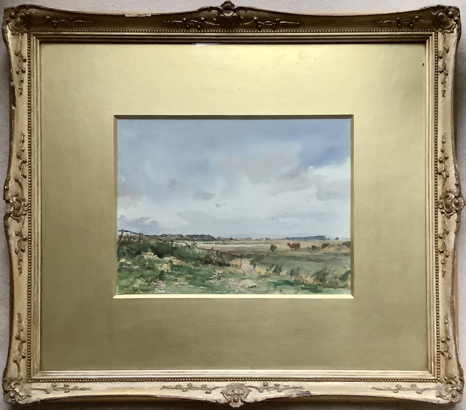 James Aumonier Landscape Watercolour - Cattle in Open Landscape (1 of 2)