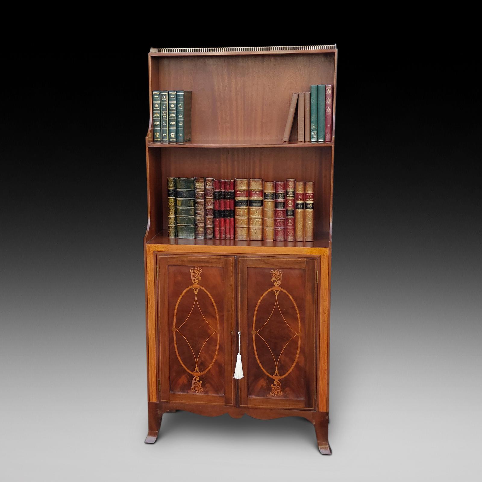 Edwardian Mahogany Waterfall Cupboard Bookcase (1 of 13)
