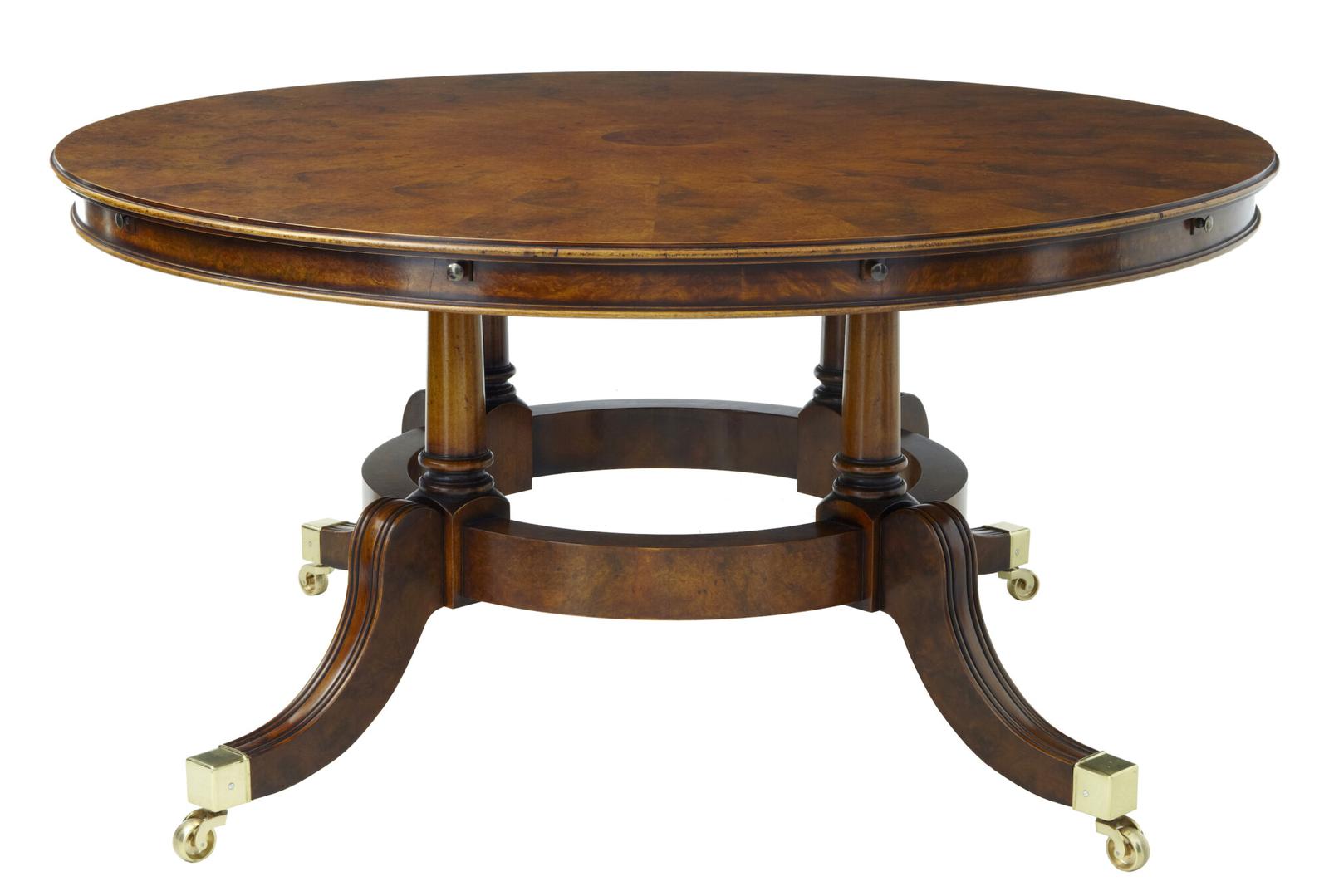 Large Regency Revival English Made Walnut Jupe Dining Table (1 of 7)