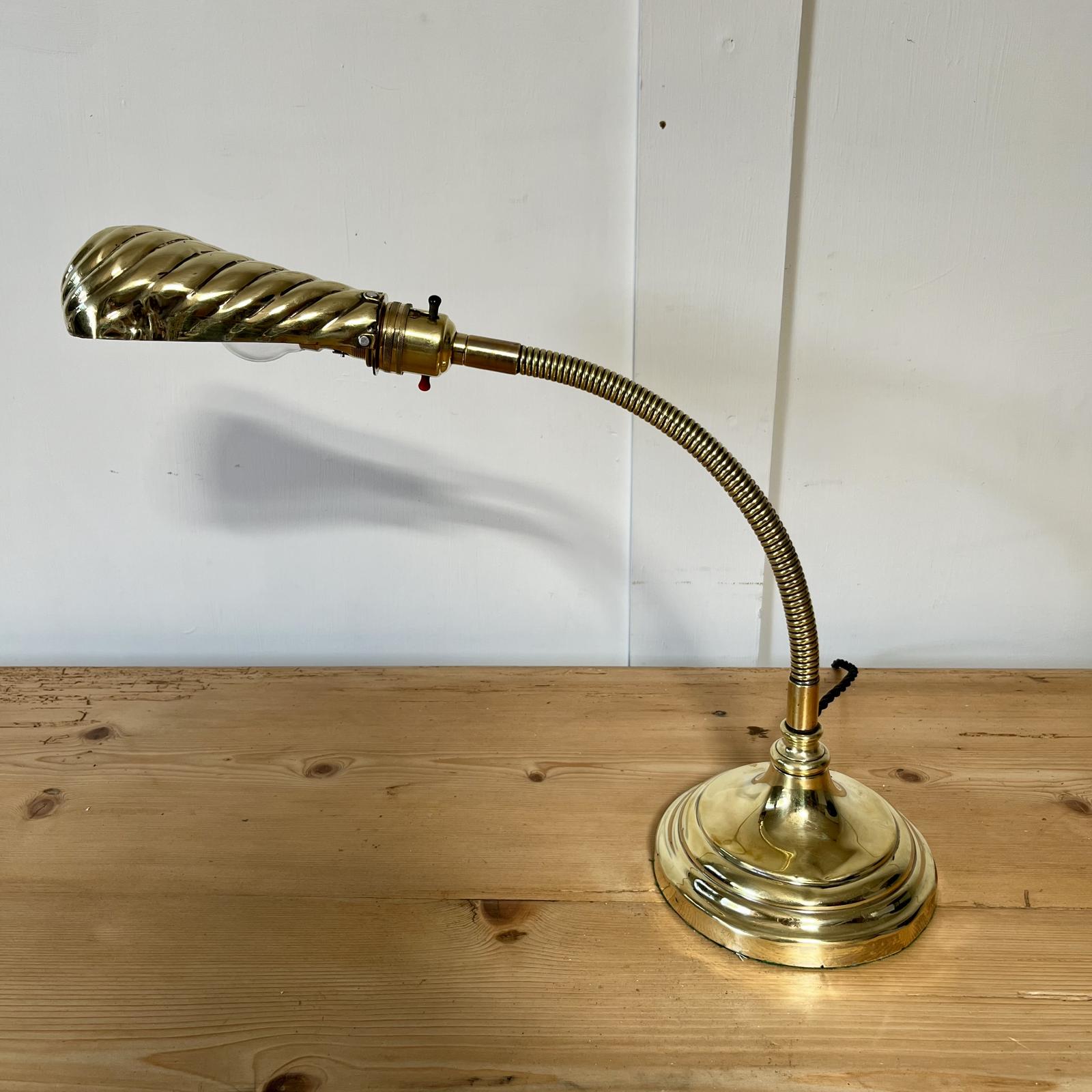 Edwardian Brass Shell Desk Lamp (1 of 7)