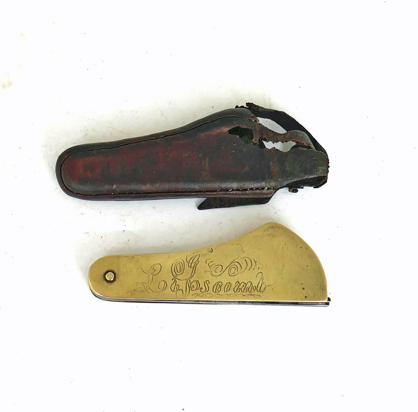 Antique Early Metalware 19th Century Brass Veterinary Fleam Engraved G Lapscomb - English (1 of 5)