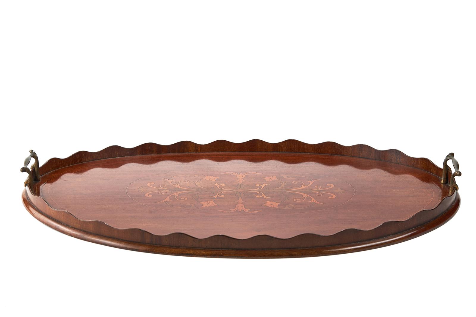 Quality Antique Inlaid Mahogany Tray (1 of 4) Quality Antique Inlaid Mahogany Tray (1 of 4)