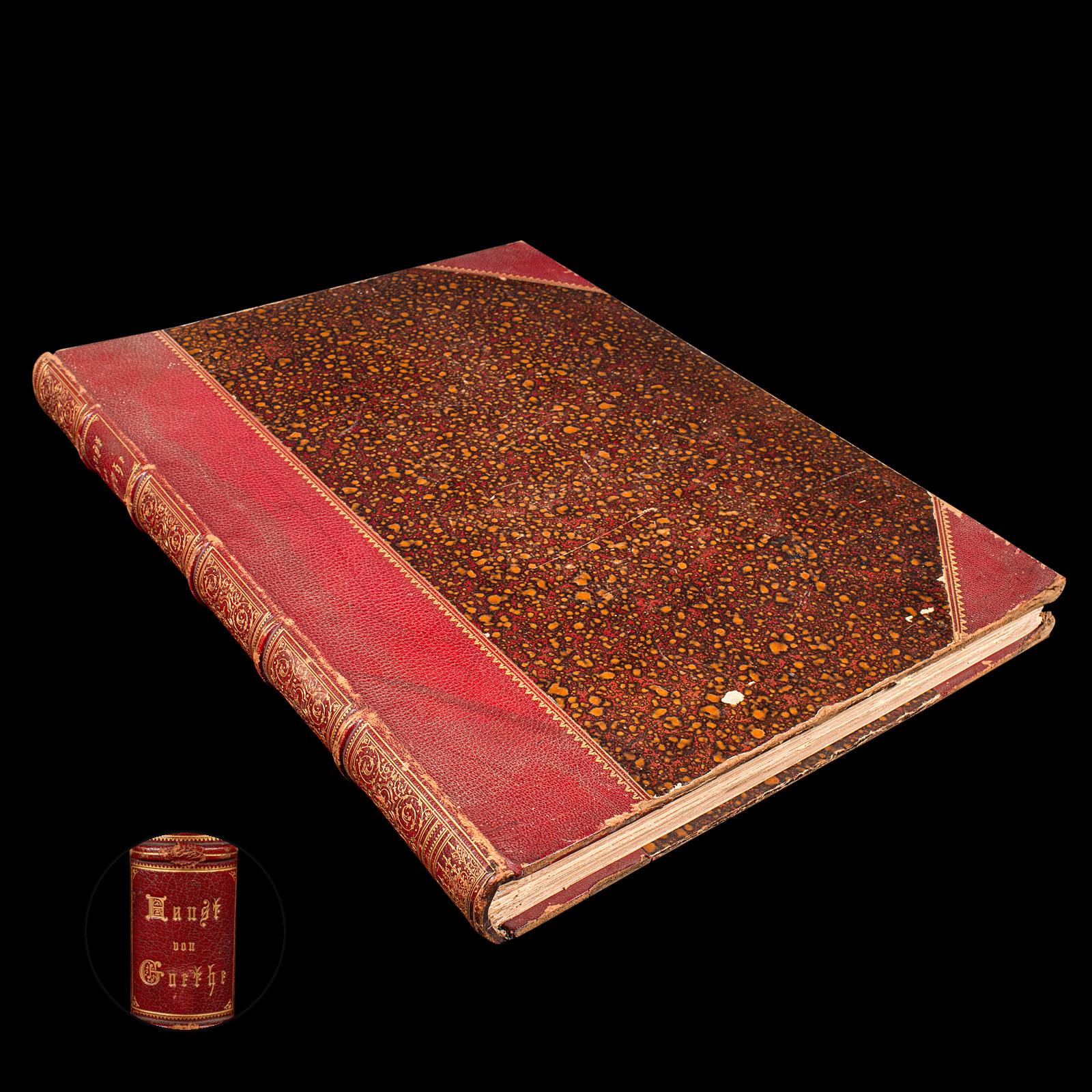 Large Volume Antique Book, Faust, Goethe, German, Illustrated Fiction c.1880 (1 of 12)