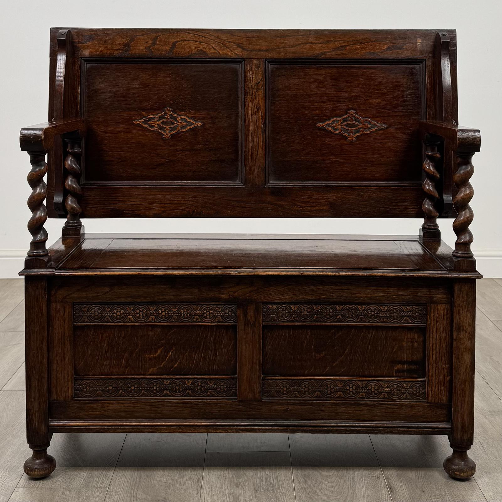 Antique 20th Century Edwardian Monks Bench In Oak (1 of 11) Antique 20th Century Edwardian Monks Bench In Oak (1 of 11)