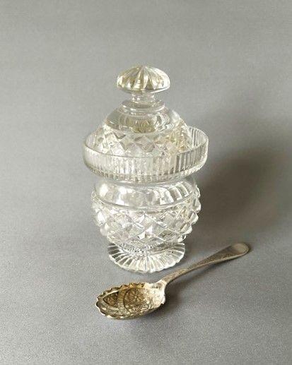 Georgian Revival Cut Glass Preserve Jar & Silver Spoon (1 of 9)